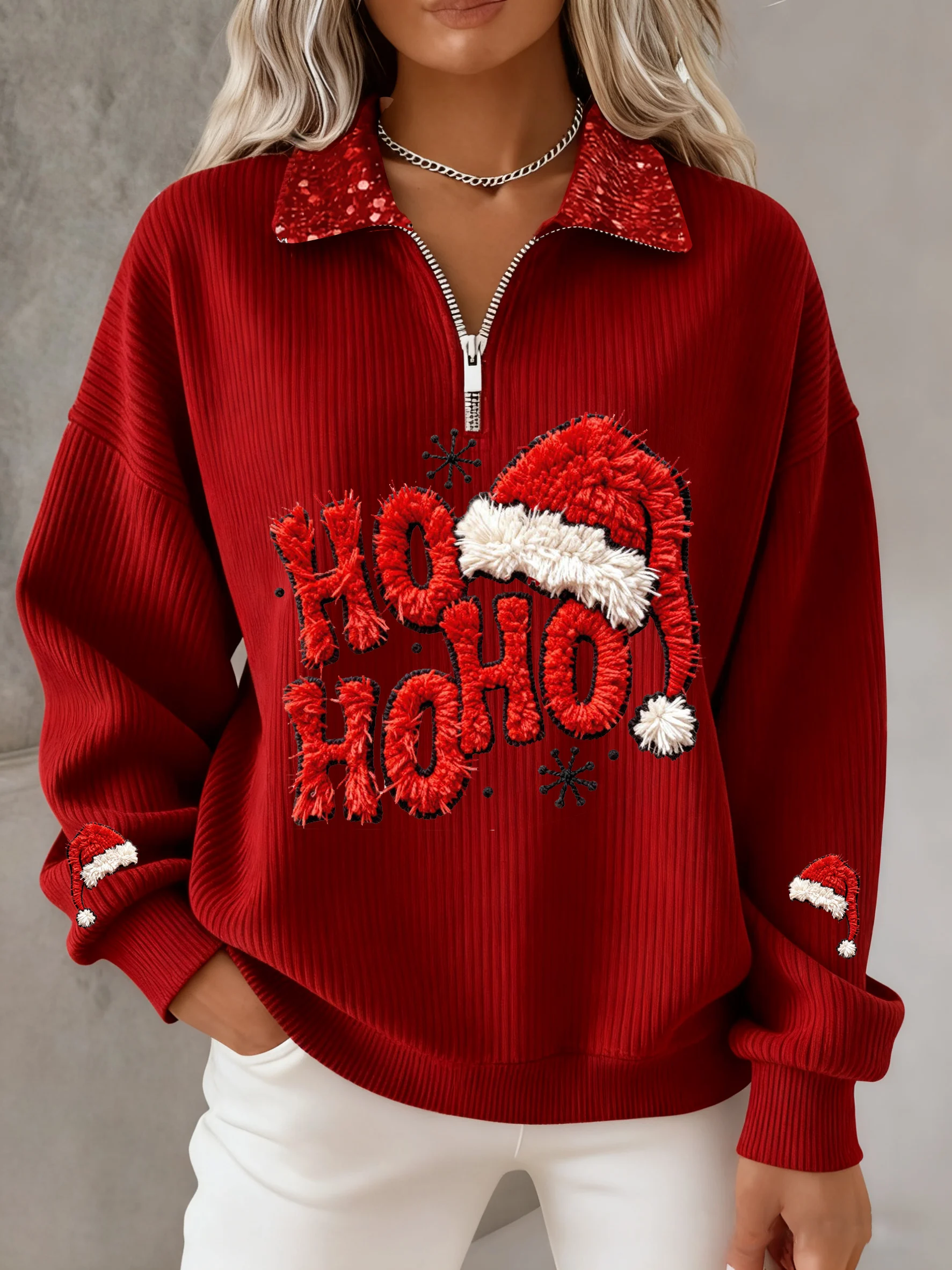 Women's Winter Christmas  HO HO HO  Print Top