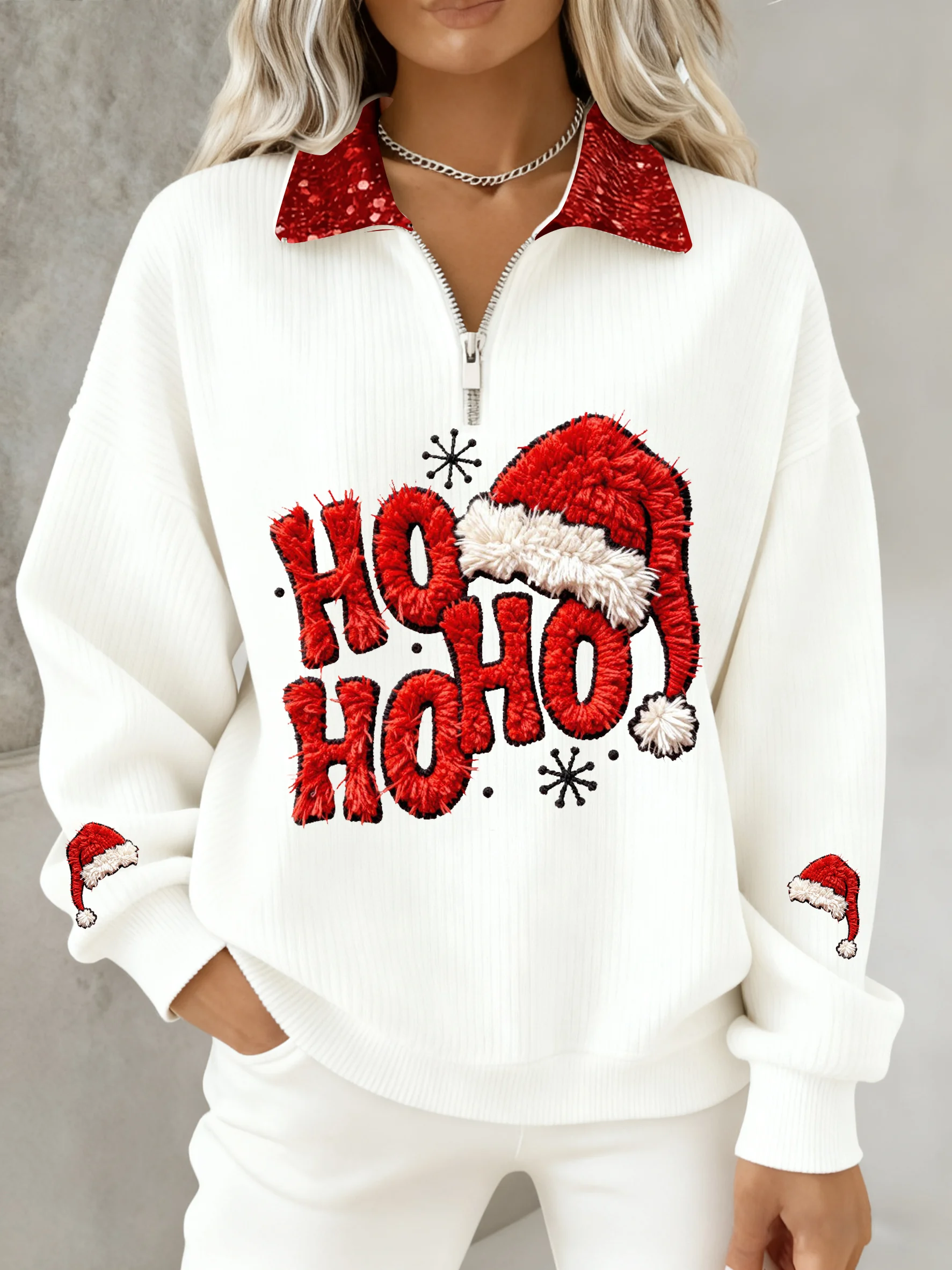 Women's Winter Christmas  HO HO HO  Print Top