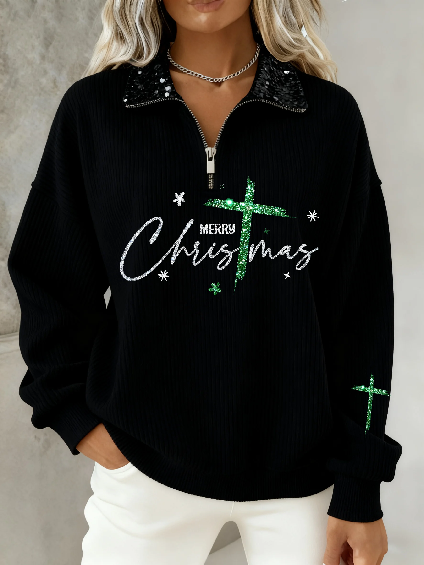 Women's Winter Christmas Faith Print Top