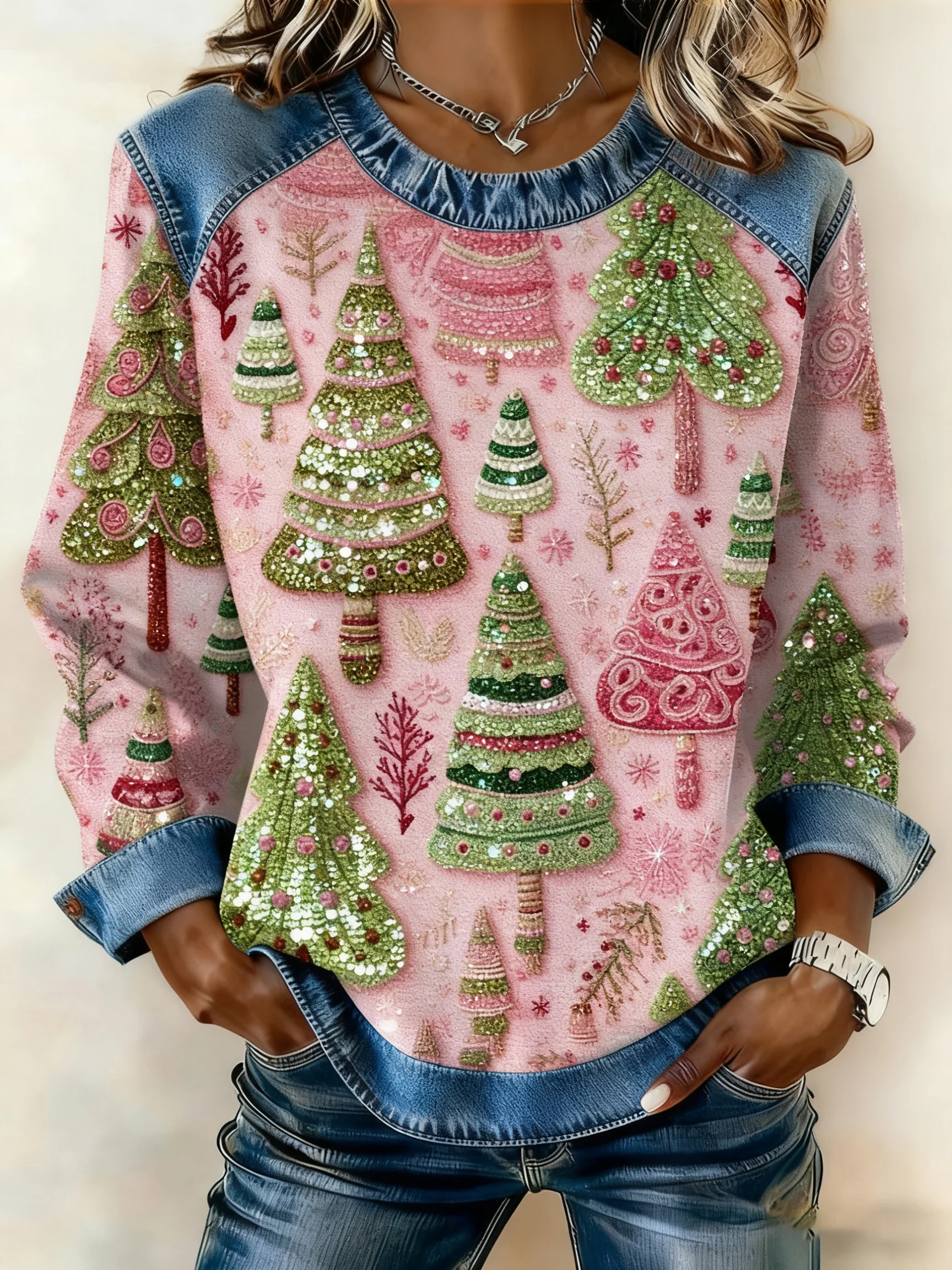 Women's Merry Christmas Patchwork Casual Sweatshirt