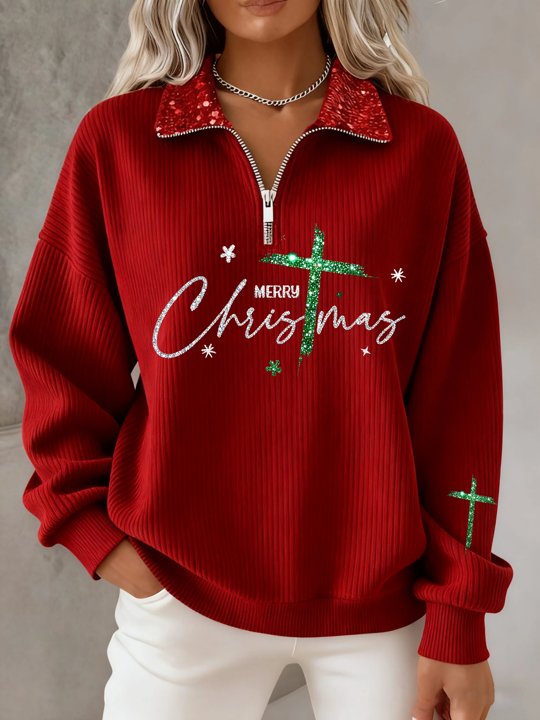 Women's Winter Christmas Faith Print Top
