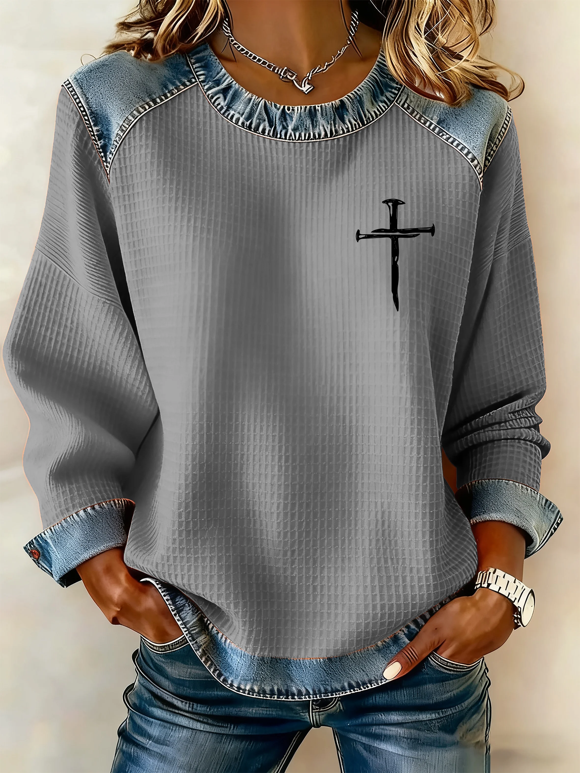 Women's Casual Faith Print Top