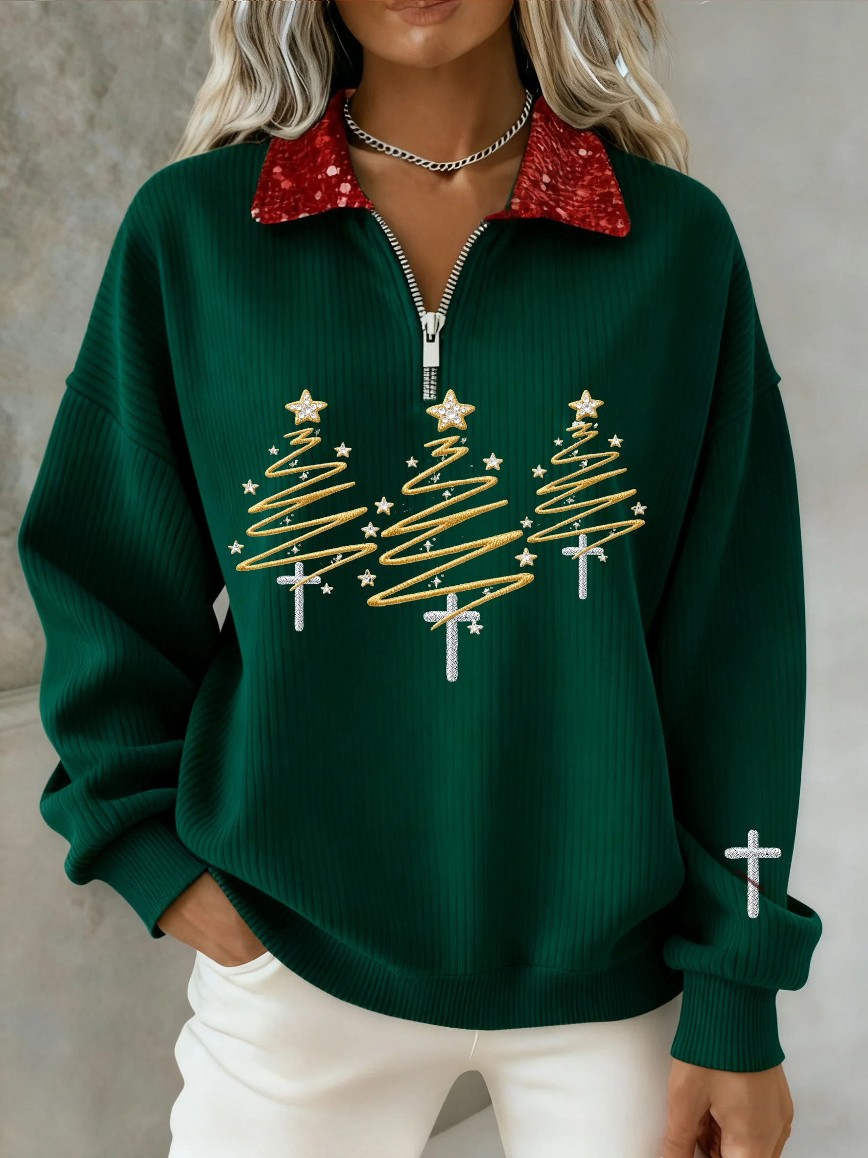 Women's Winter Christmas Faith Print Top