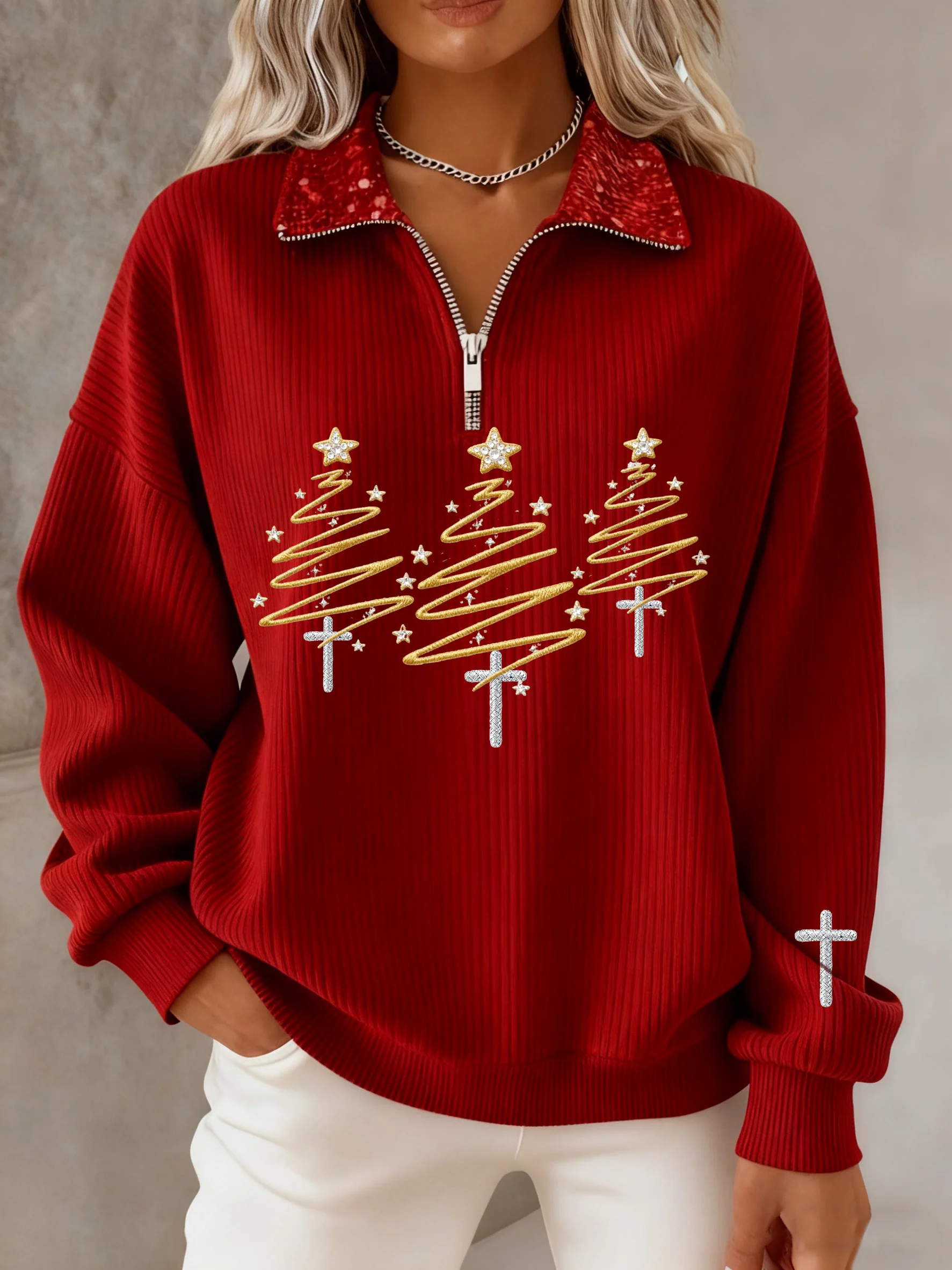 Women's Winter Christmas Faith Print Top