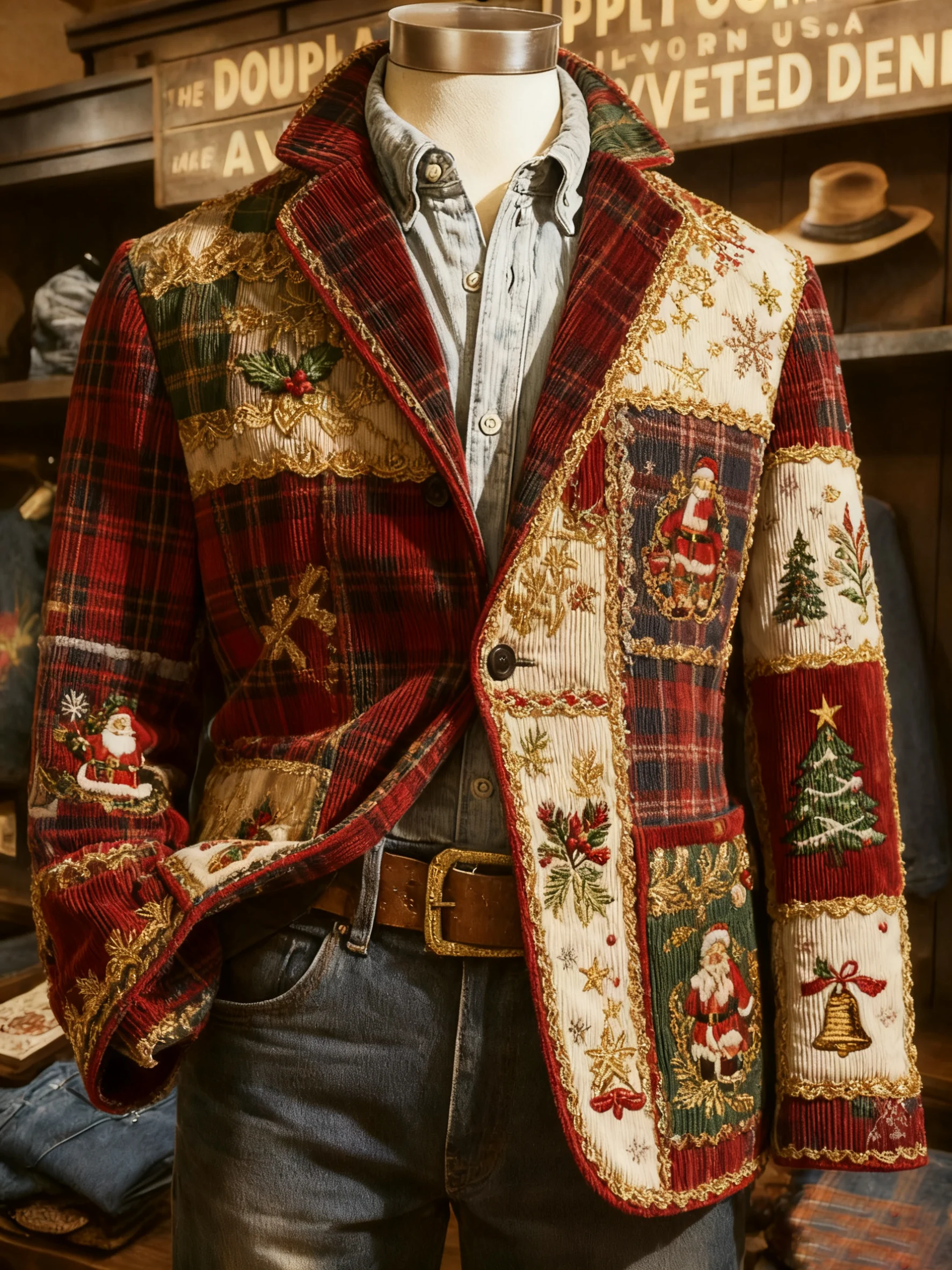 Men's Vintage Christmas Patchwork Casual Jacket