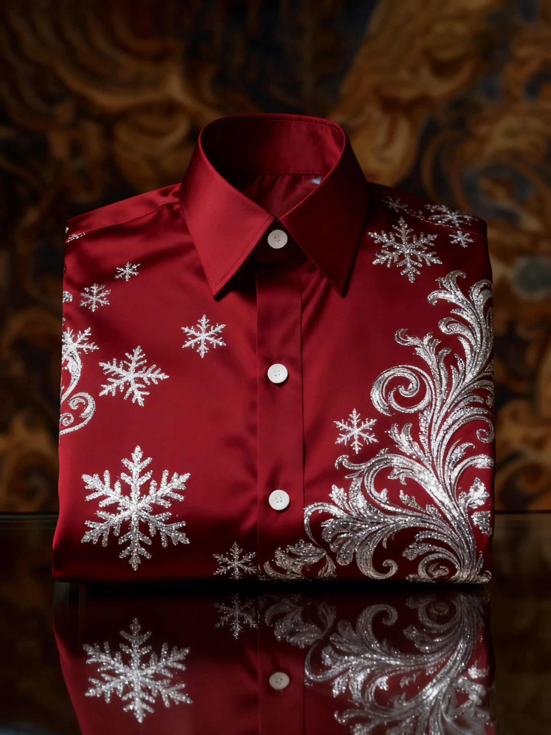 Men's Luxury Christmas Party Long Sleeve Button-Down Shirt