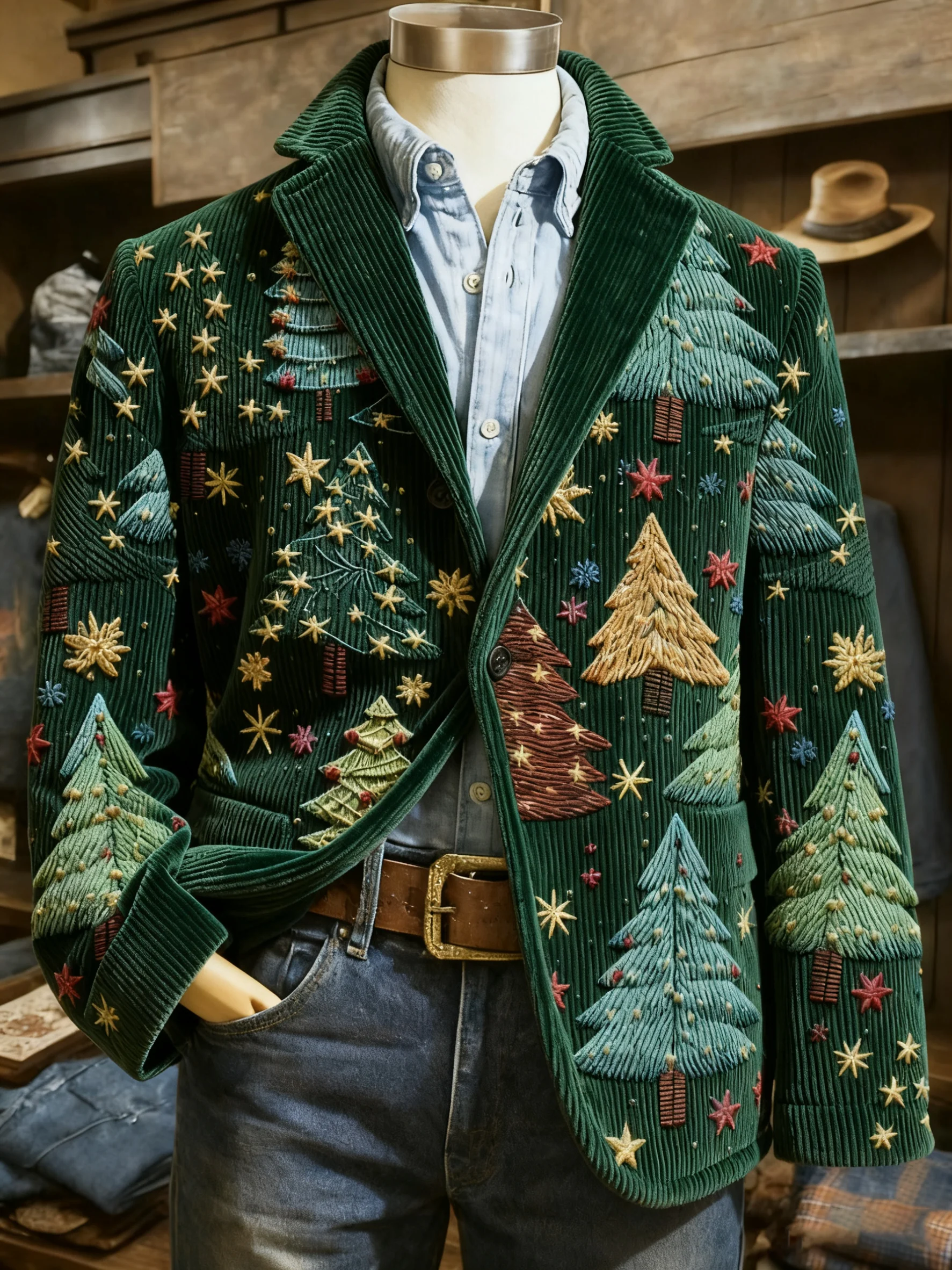 Men's Vintage Christmas Patchwork Casual Jacket