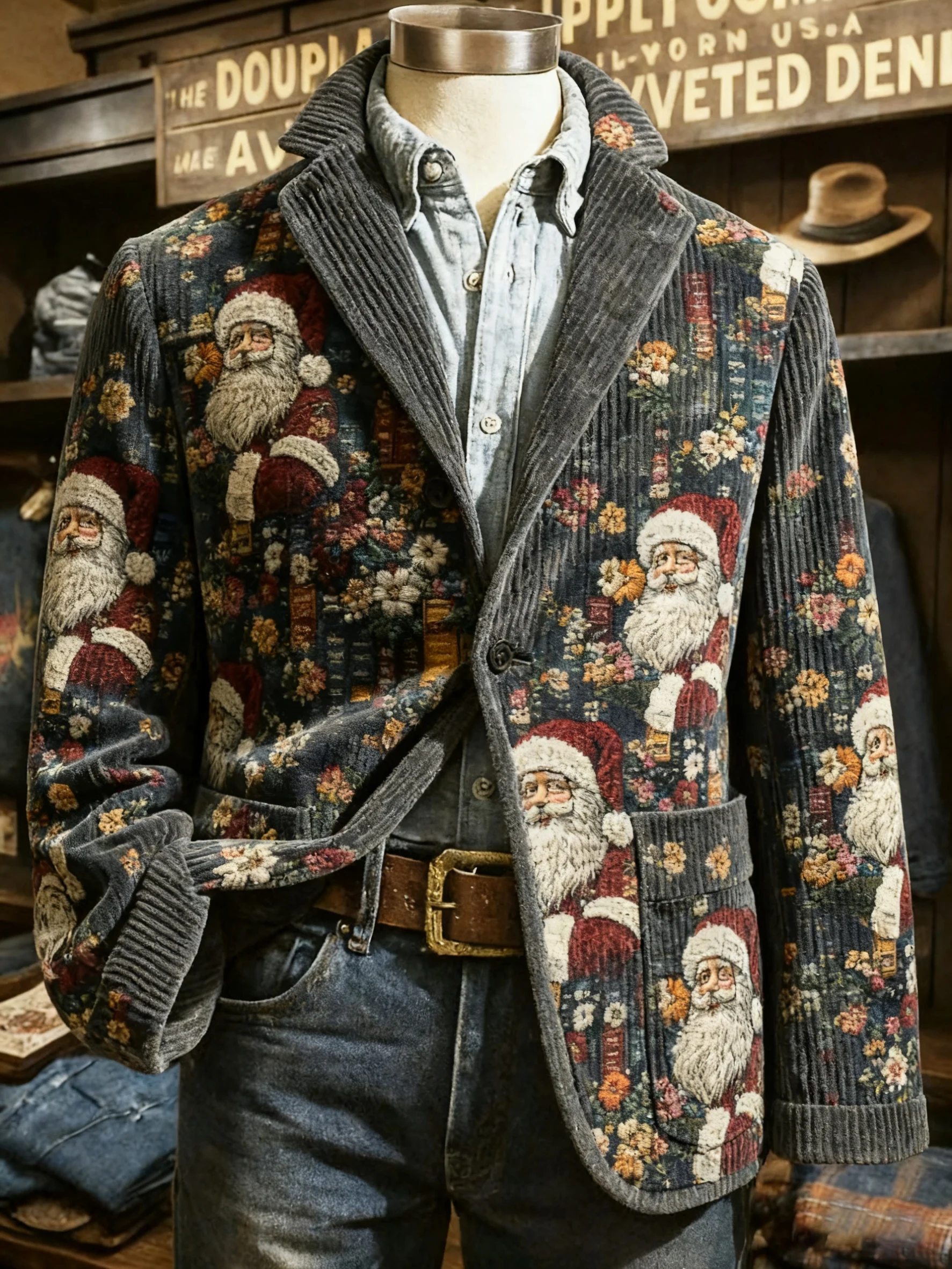Men's Vintage Christmas Print Casual Jacket