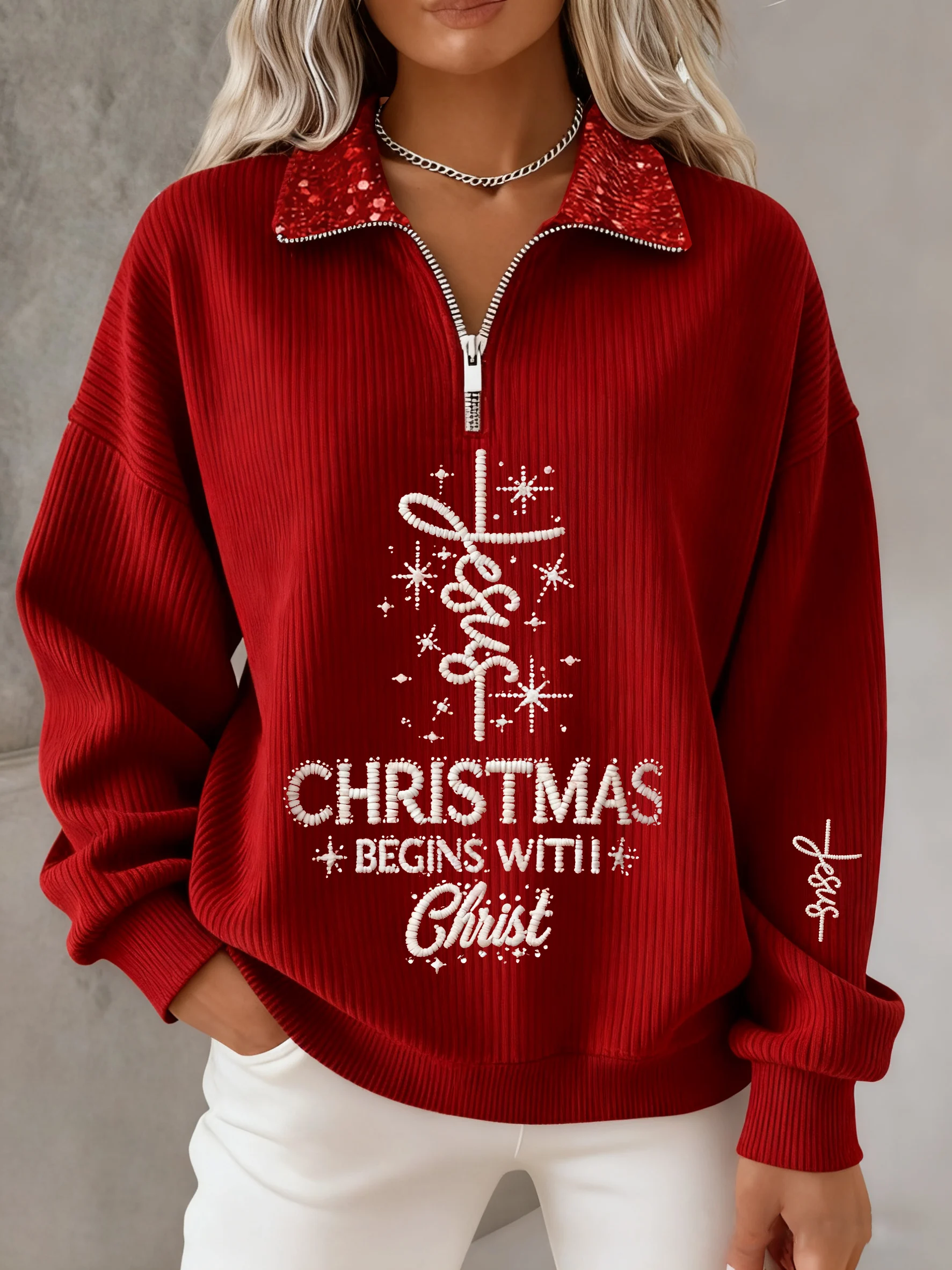 Women's Winter Christmas Faith Print Top