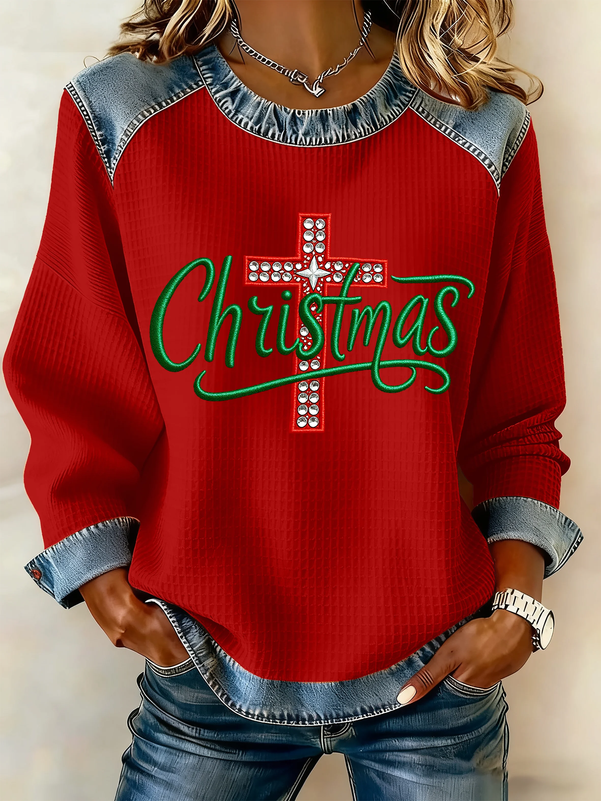 Women's Christmas Faith Print Sweatshirt