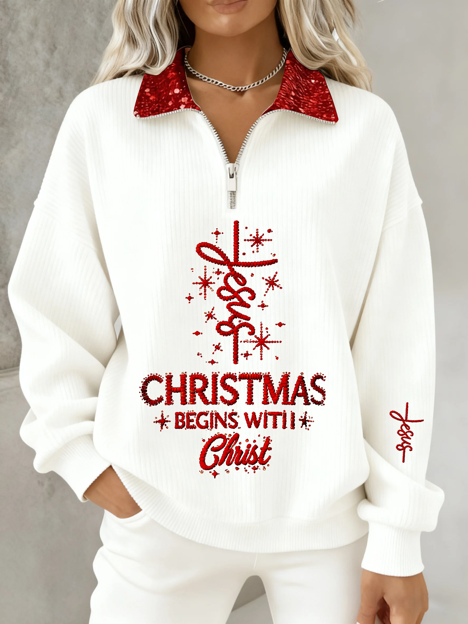 Women's Winter Christmas Faith Print Top