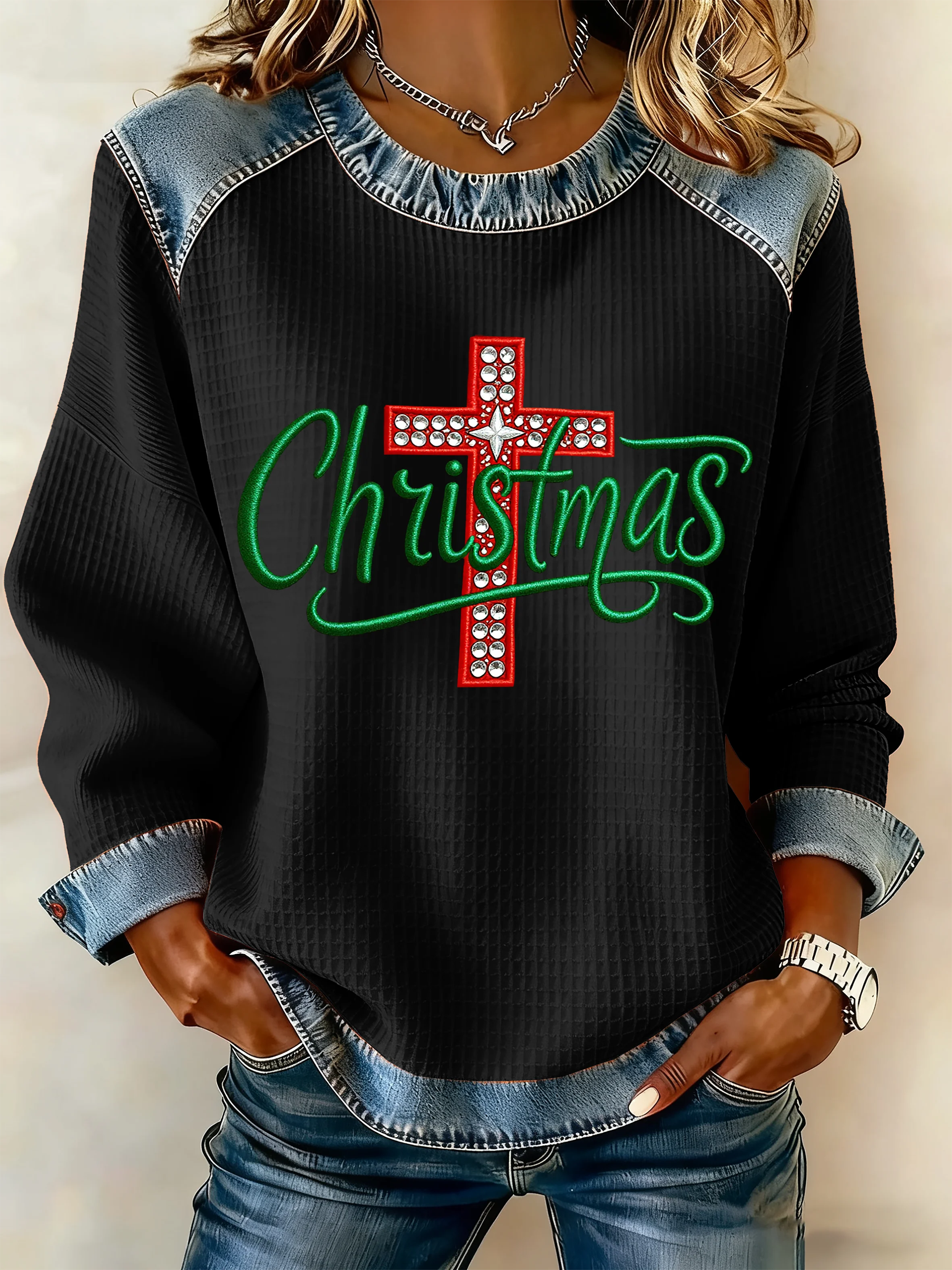 Women's Christmas Faith Print Sweatshirt