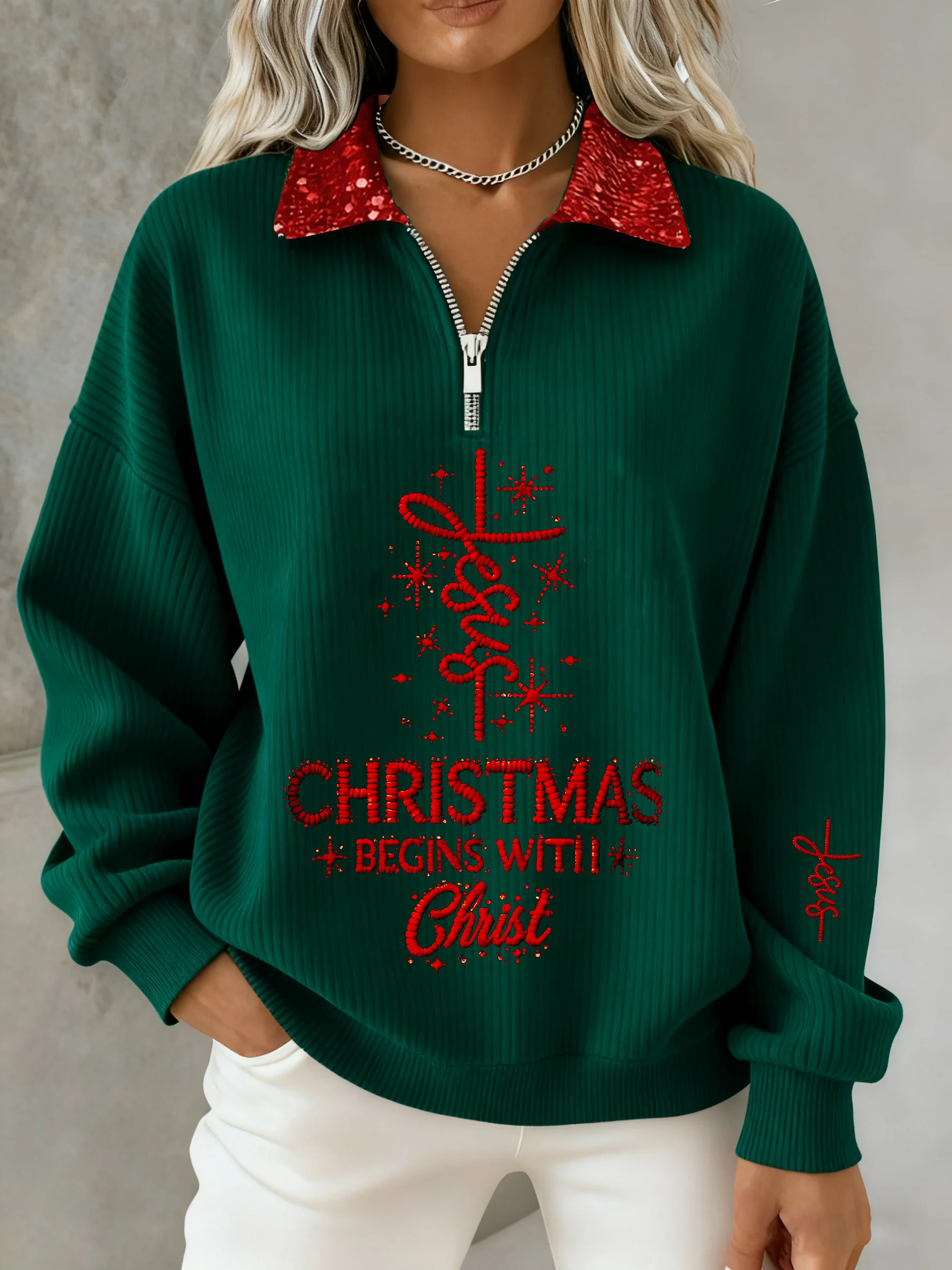 Women's Winter Christmas Faith Print Top