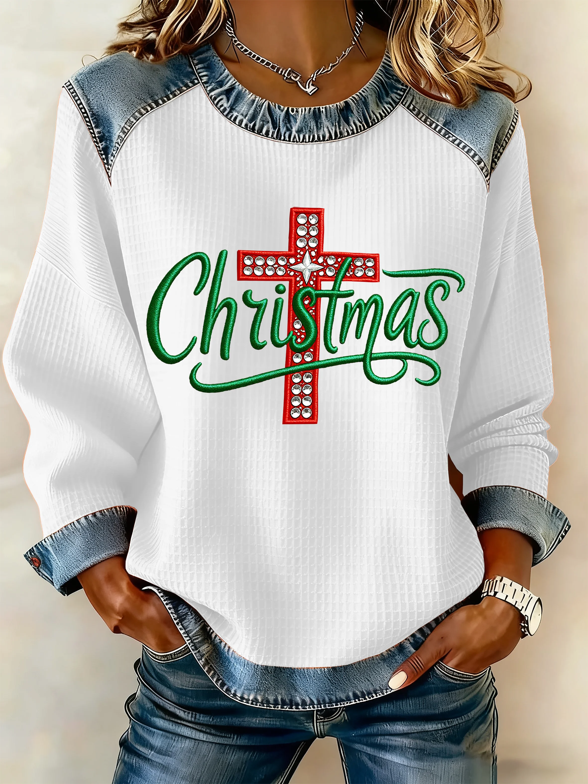 Women's Christmas Faith Print Sweatshirt