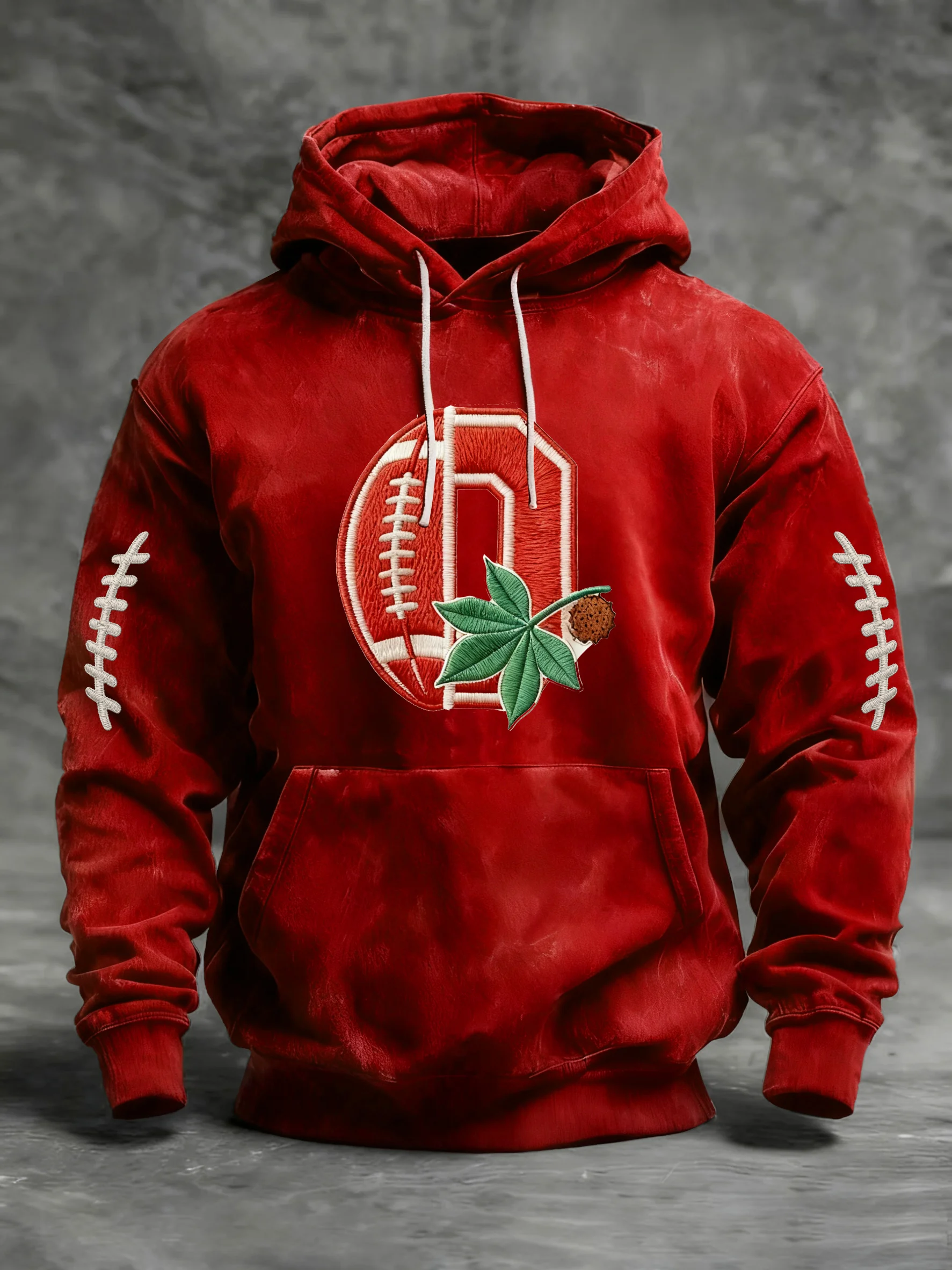 Men's Autumn/Winter Retro Rugby Print Hooded Sweatshirt
