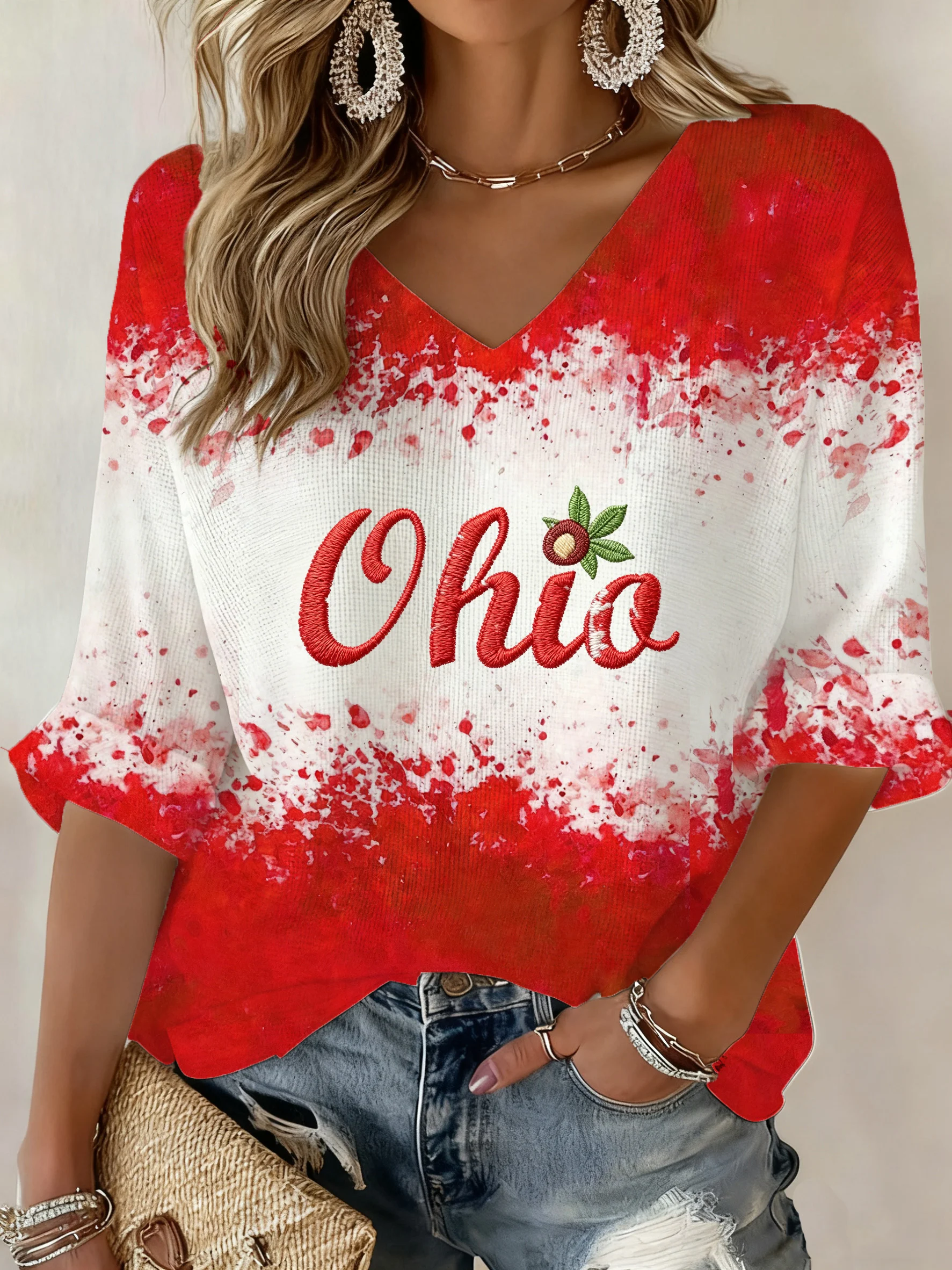 Women's Fall Retro Rugby Print Top