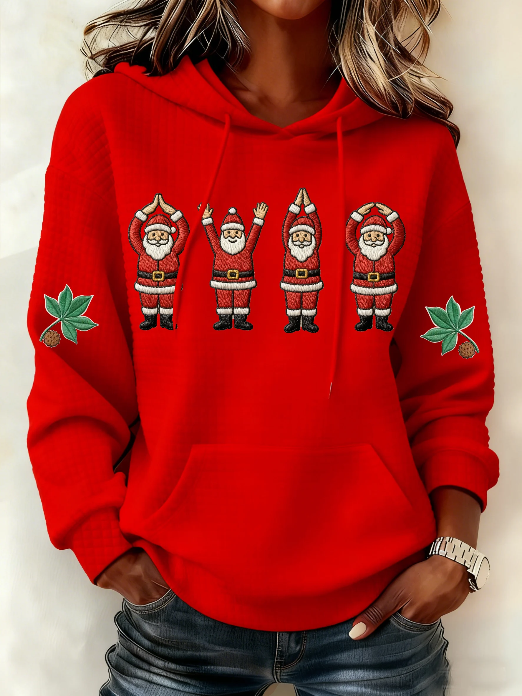 Women's Winter Christmas Rugby OHIO Print Hooded Top