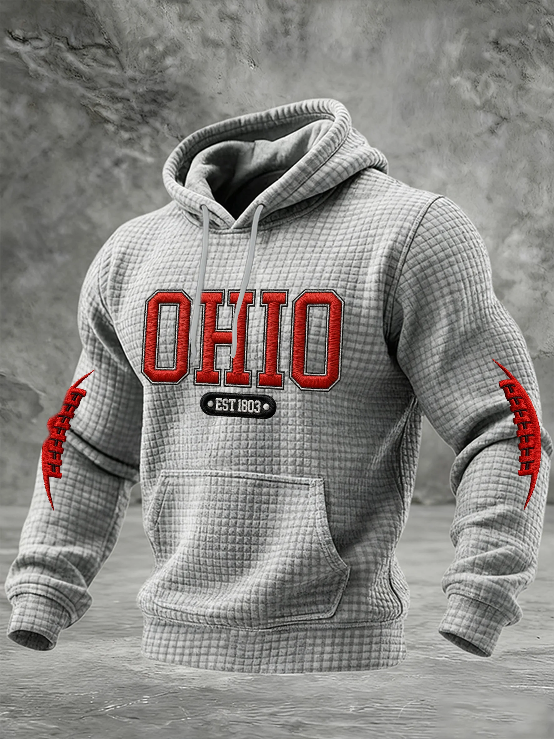 Men's Winter Rugby Print Hooded Jacket