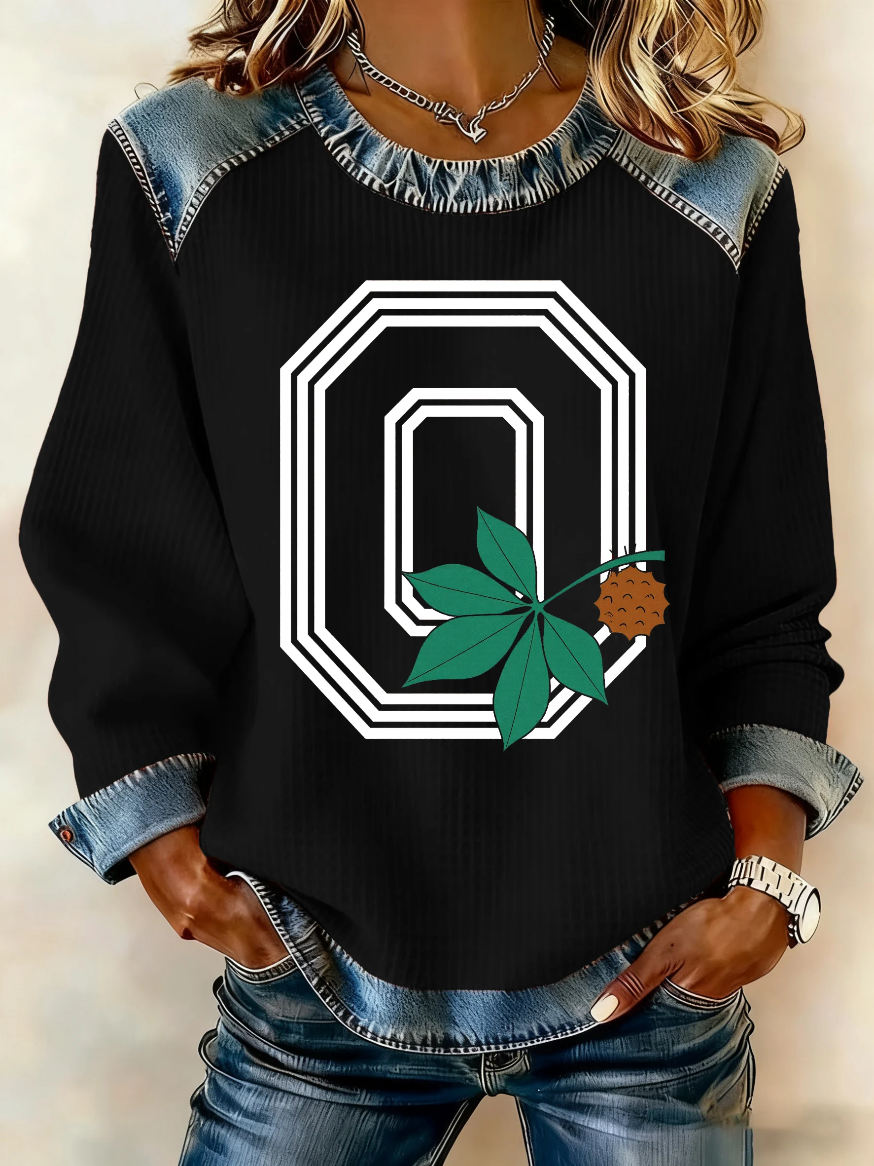 Women's Football Print Sweatshirt