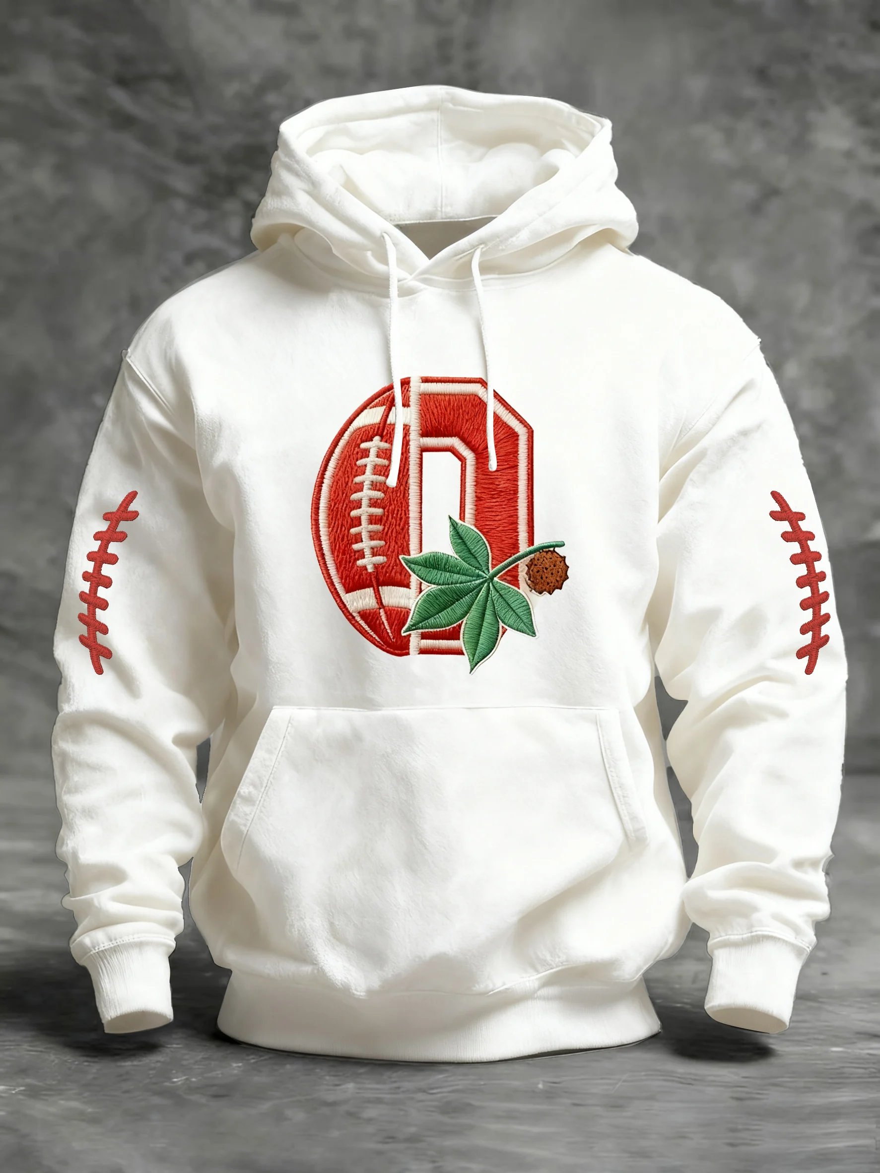 Men's Autumn/Winter Retro Rugby Print Hooded Sweatshirt