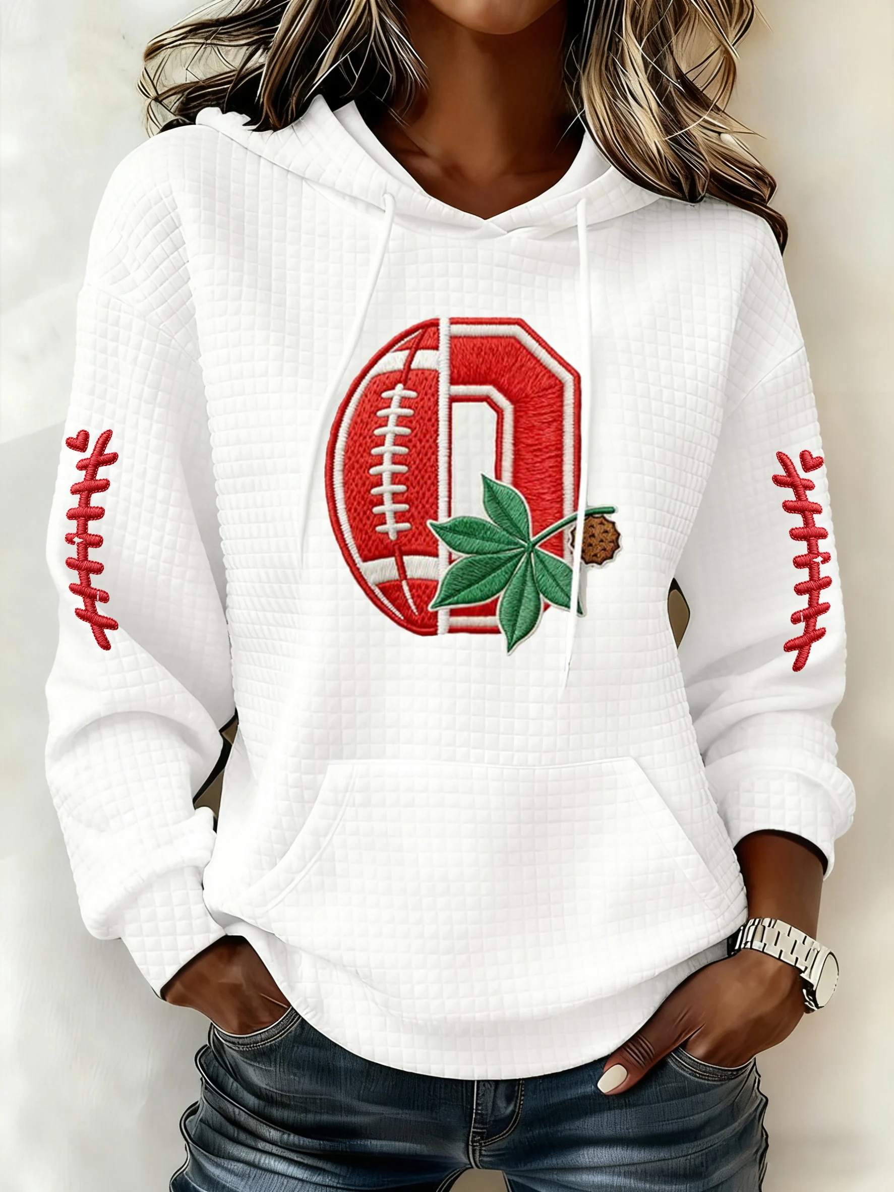 Women's Winter Olive Team Print Hooded Top