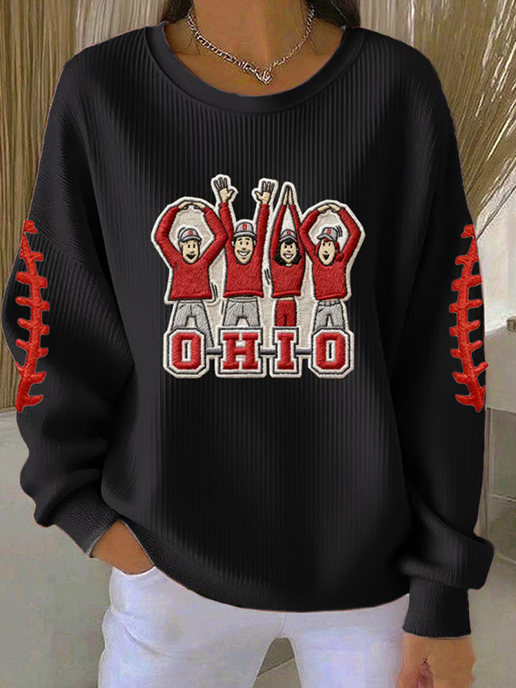 Women's Sunday Funday Football Print Mid Sleeve T-Shirt  ACE