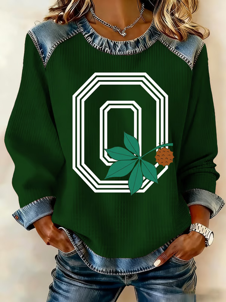 Women's Sunday Funday Football Print Mid Sleeve T-Shirt  ACE