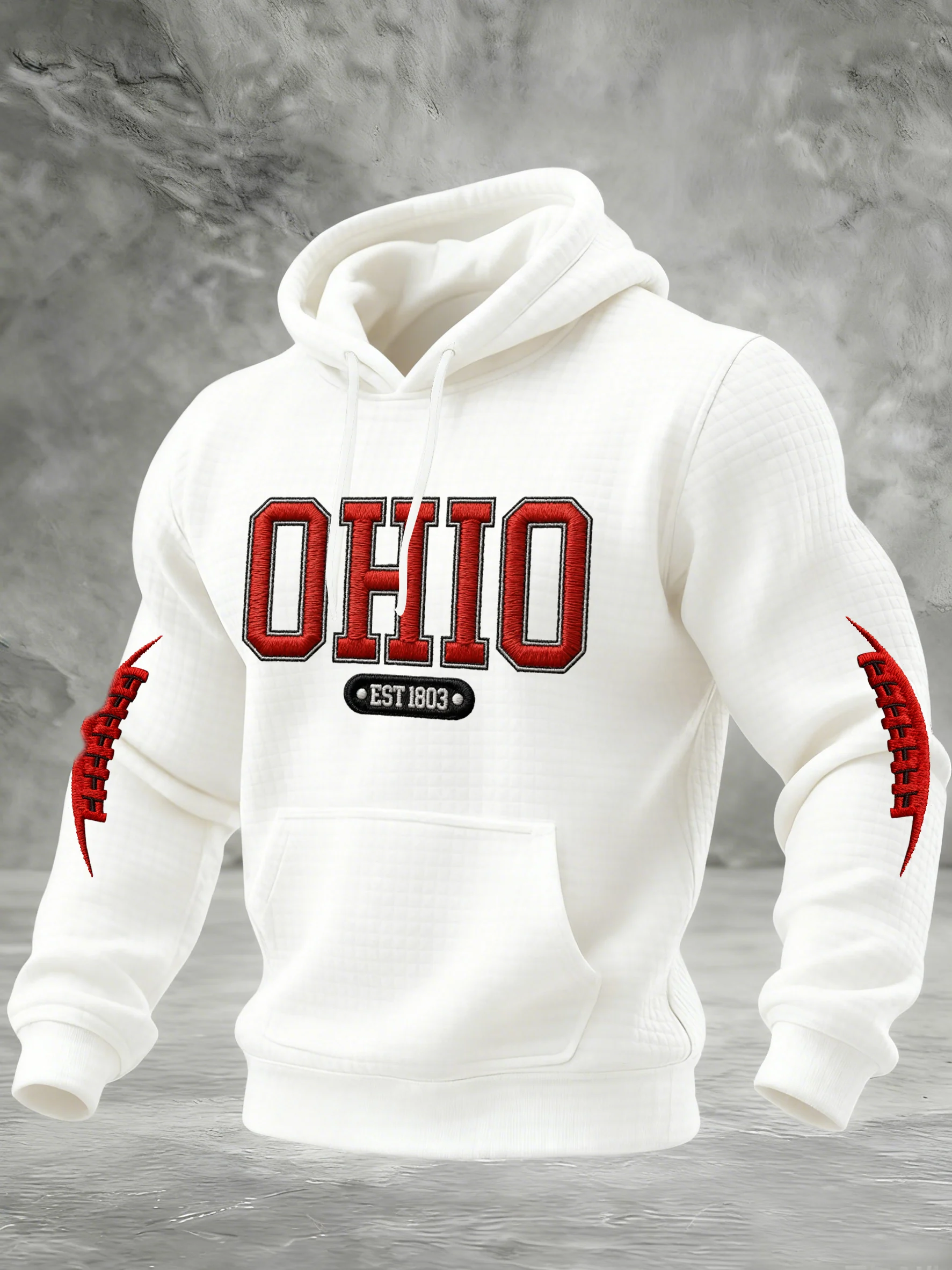 Men's Winter Rugby Print Hooded Jacket