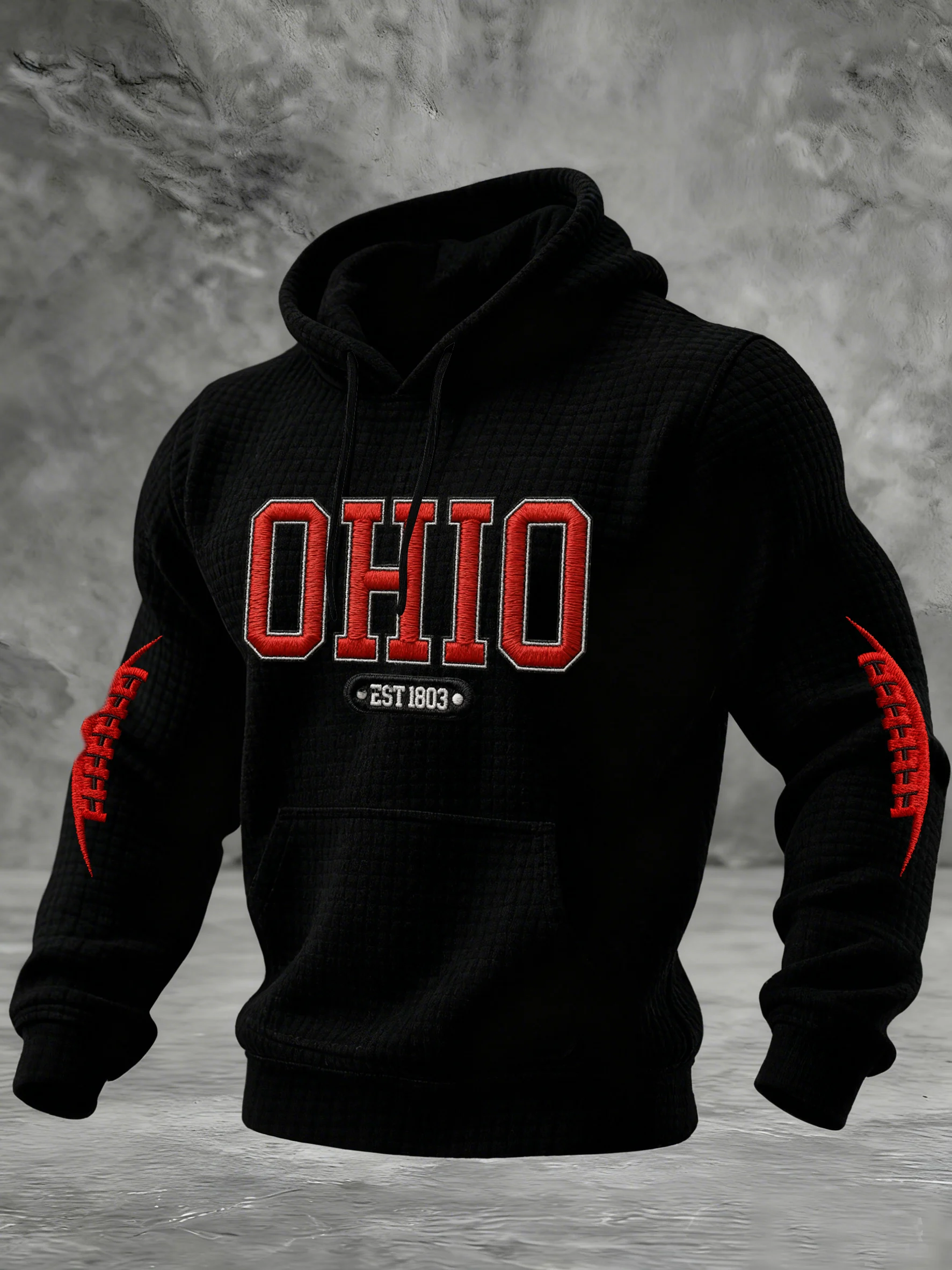 Men's Winter Rugby Print Hooded Jacket