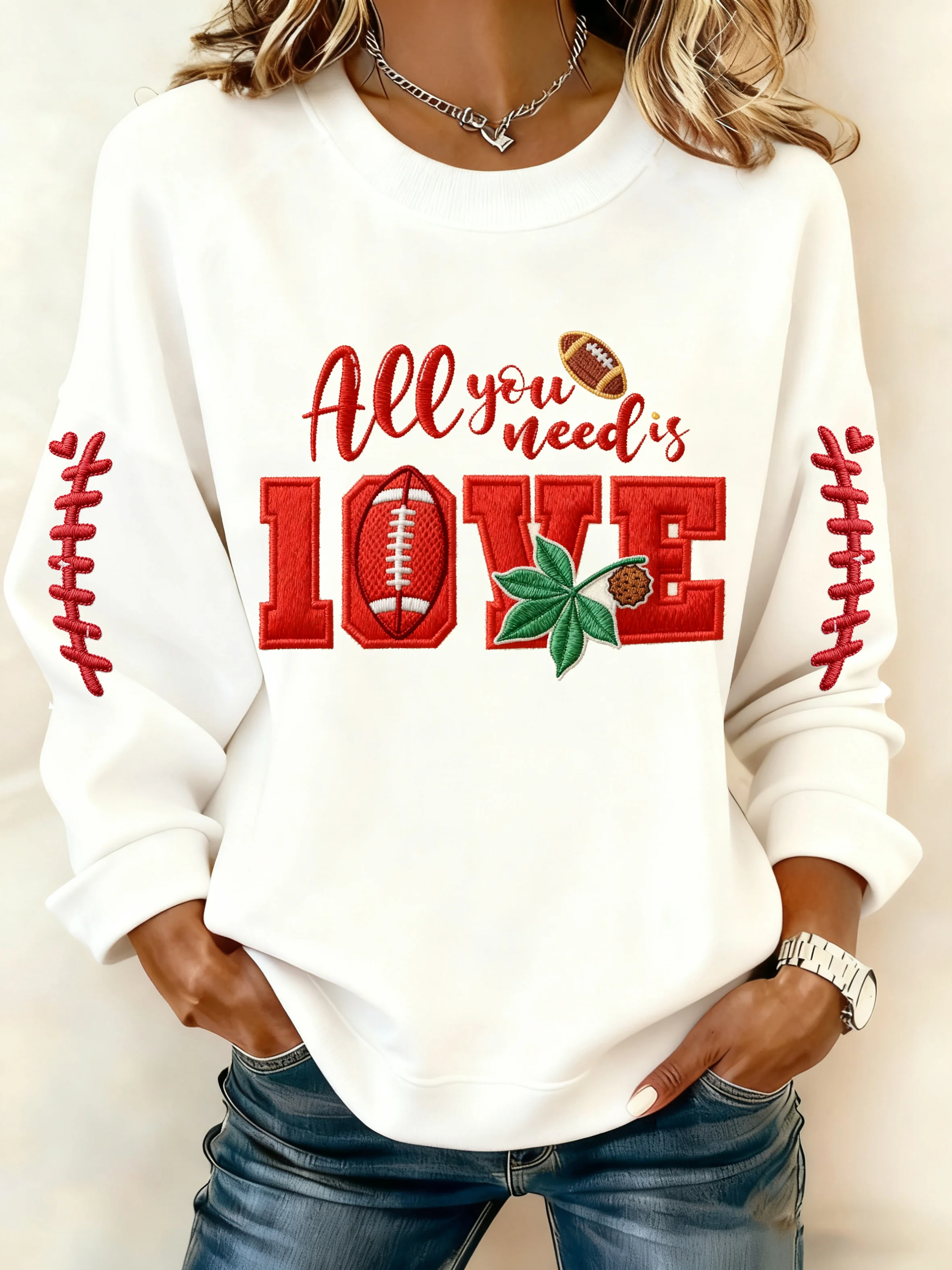 Women's Rugby Print Casual Sweatshirt