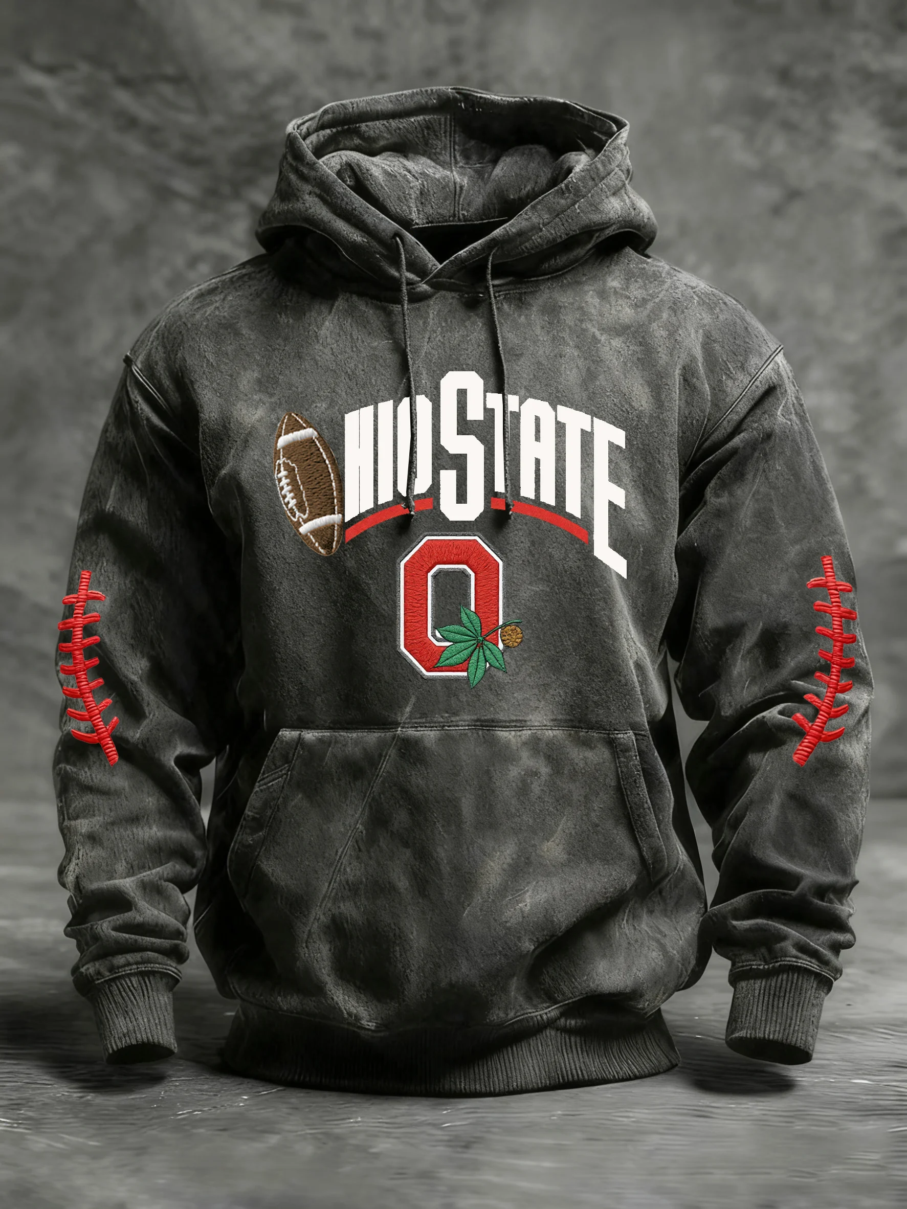 Men's Casual Football Print Hooded Sweatshirt