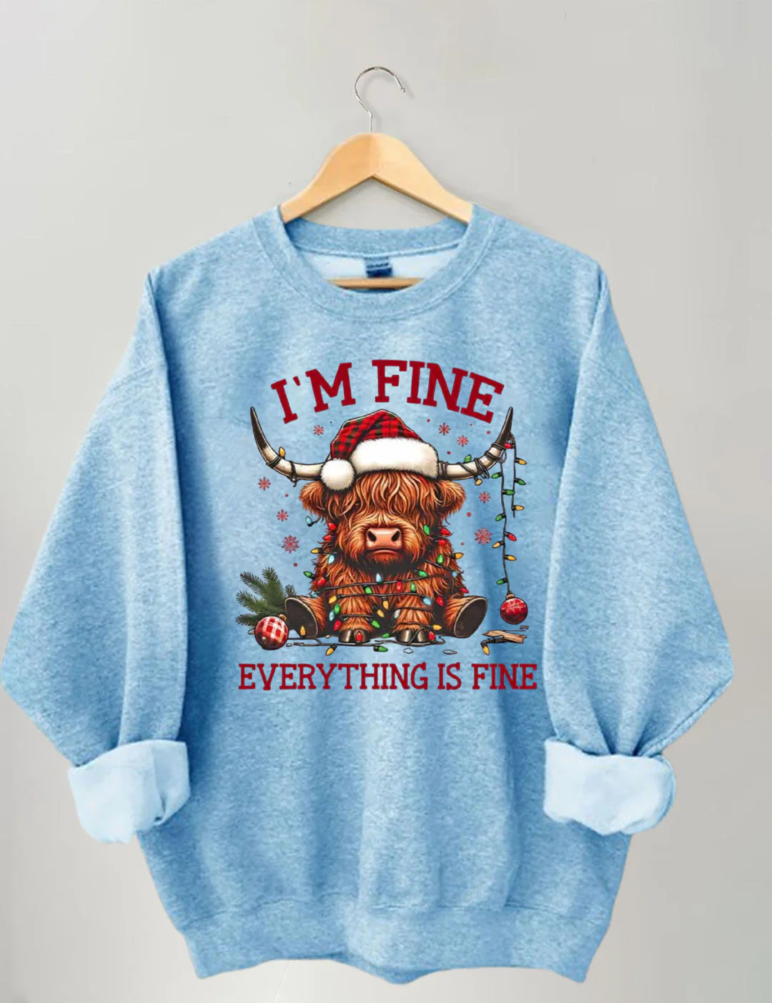 Christmas Lights Cow Sweatshirt