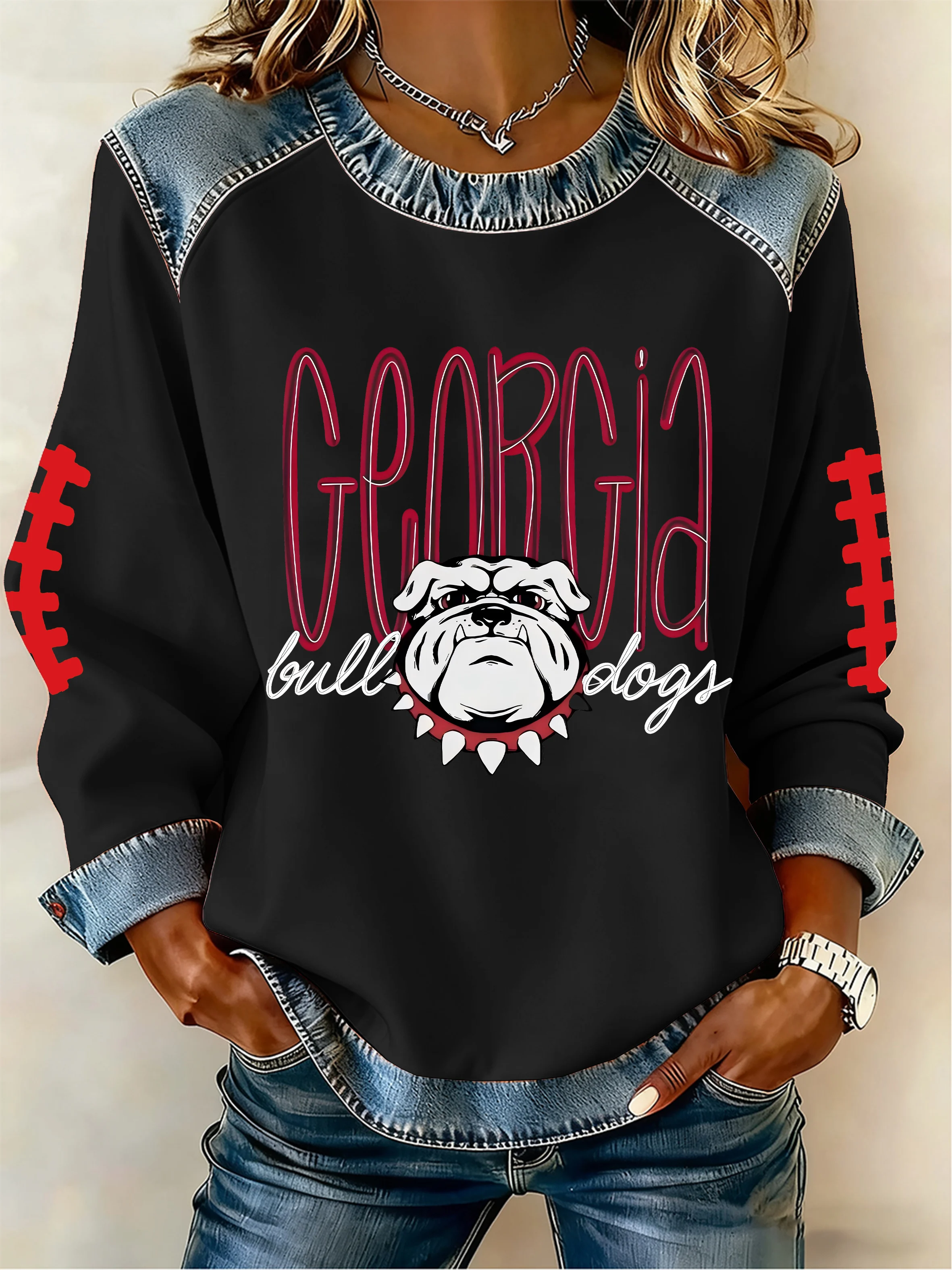 Women's Football Print Sweatshirt