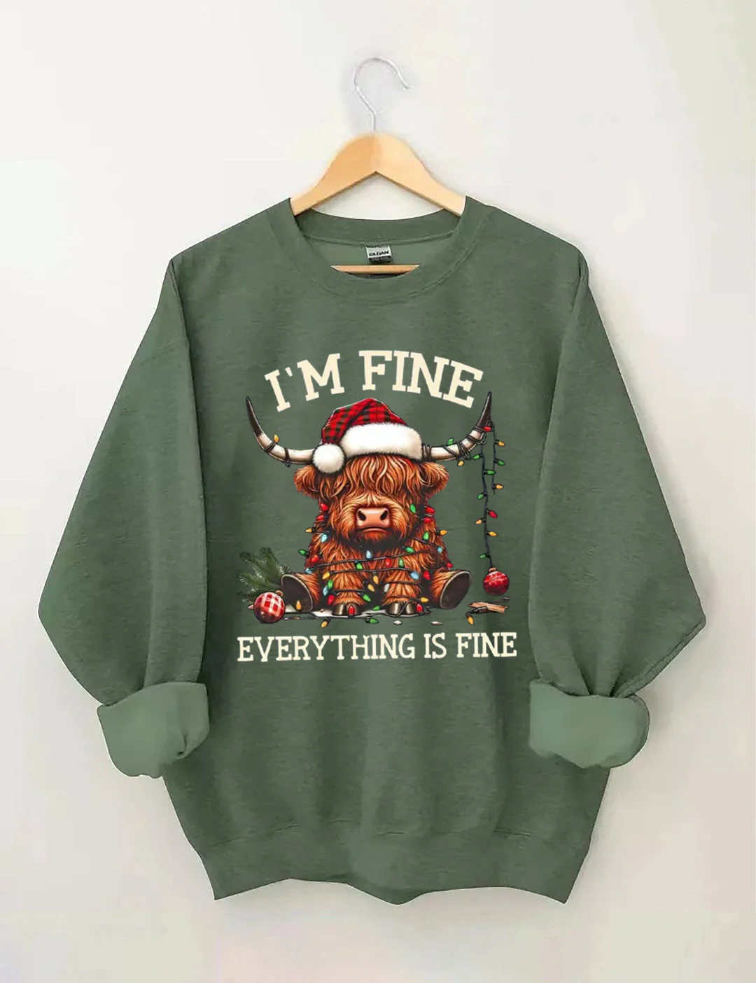 Christmas Lights Cow Sweatshirt