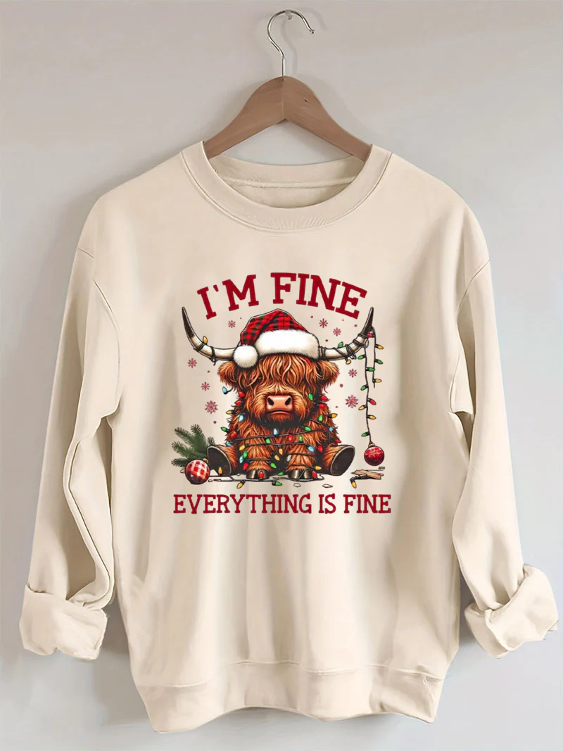 Christmas Lights Cow Sweatshirt