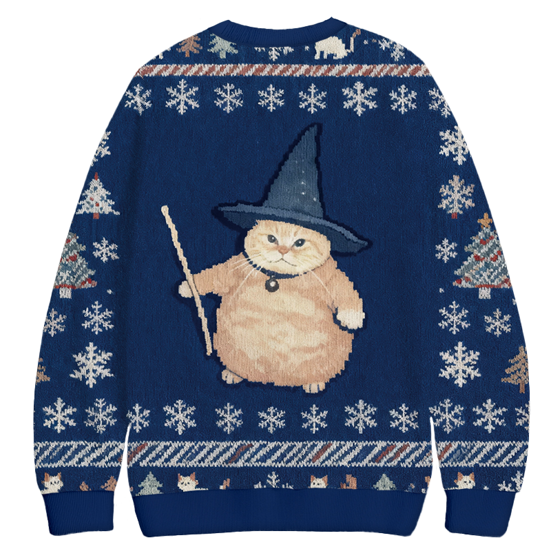 Wizard Cat Funny Halloween Christmas Ugly Sweatshirt