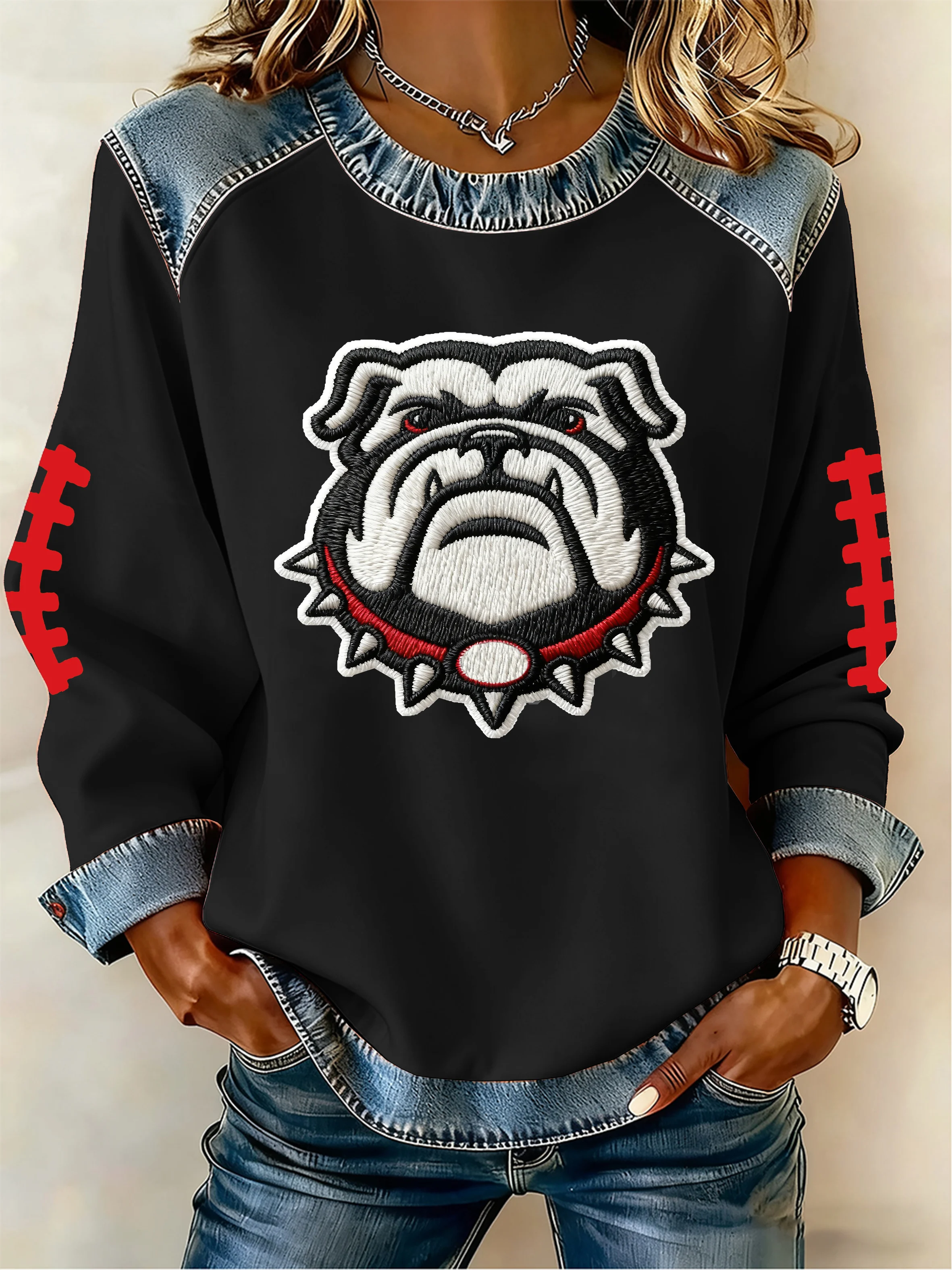 Women's Football Print Fleece Sweatshirt