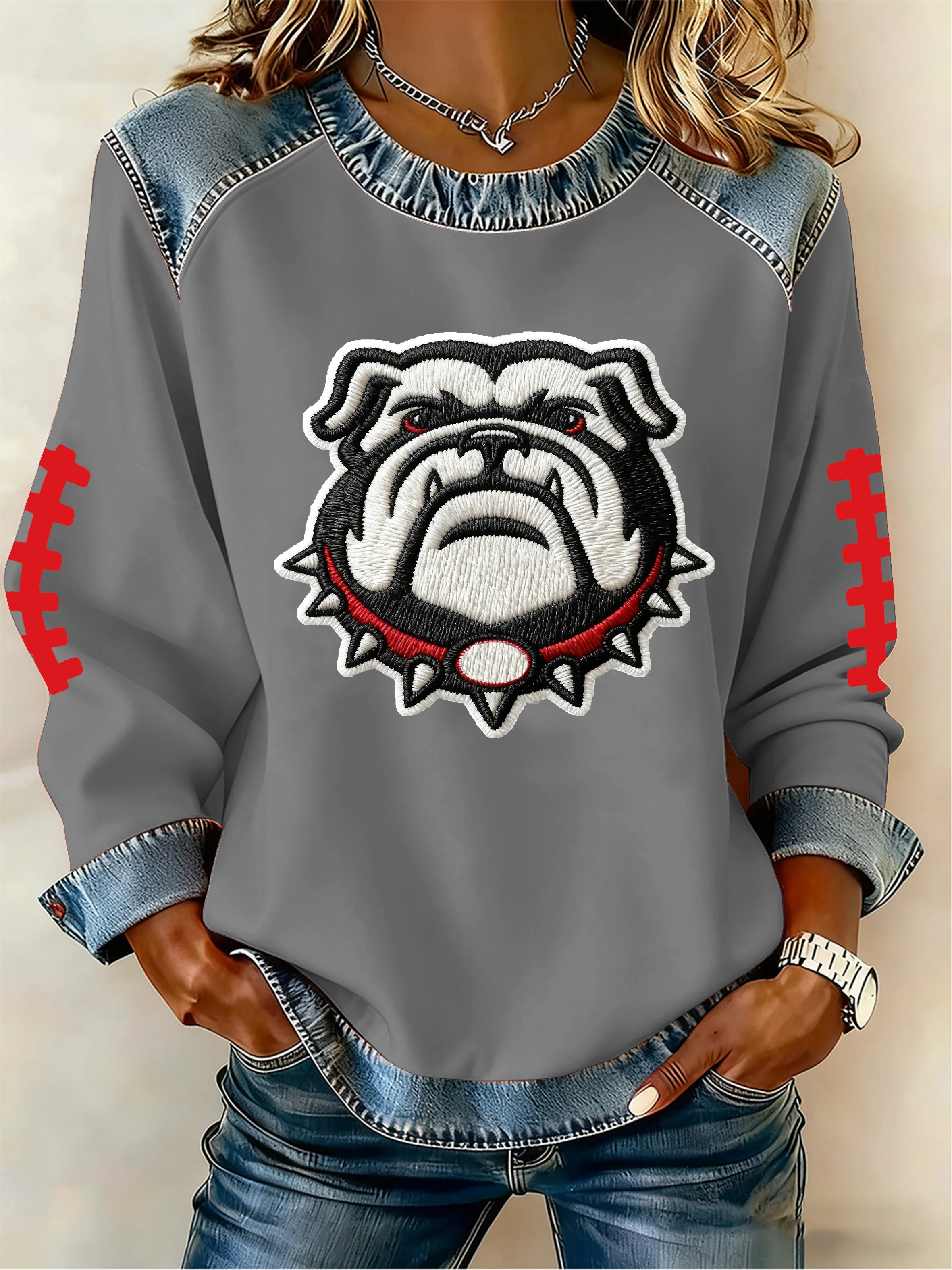 Women's Football Print Fleece Sweatshirt