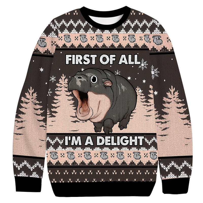 Funny Hippo Christmas Ugly Sweatshirt