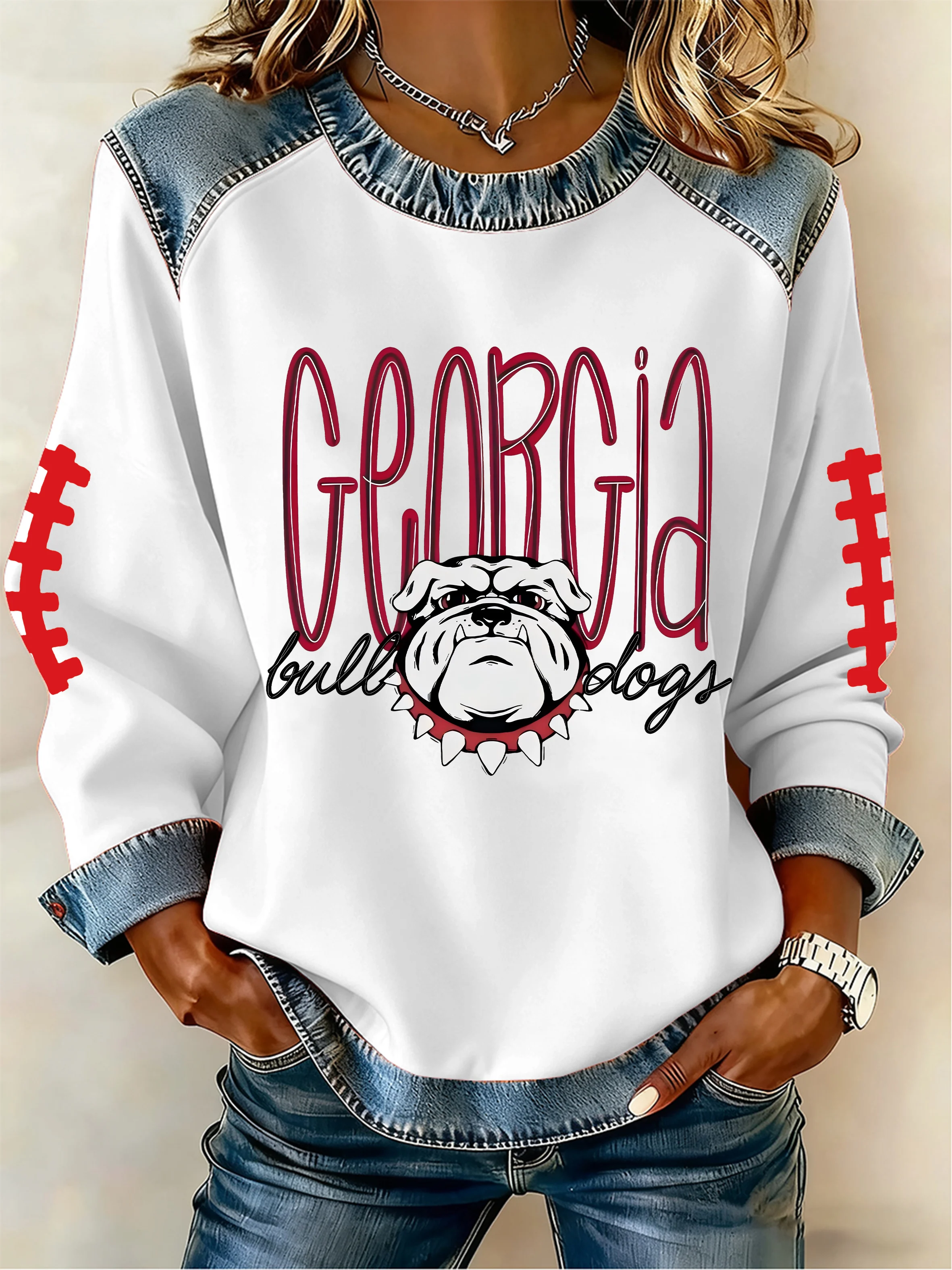 Women's Football Print Sweatshirt