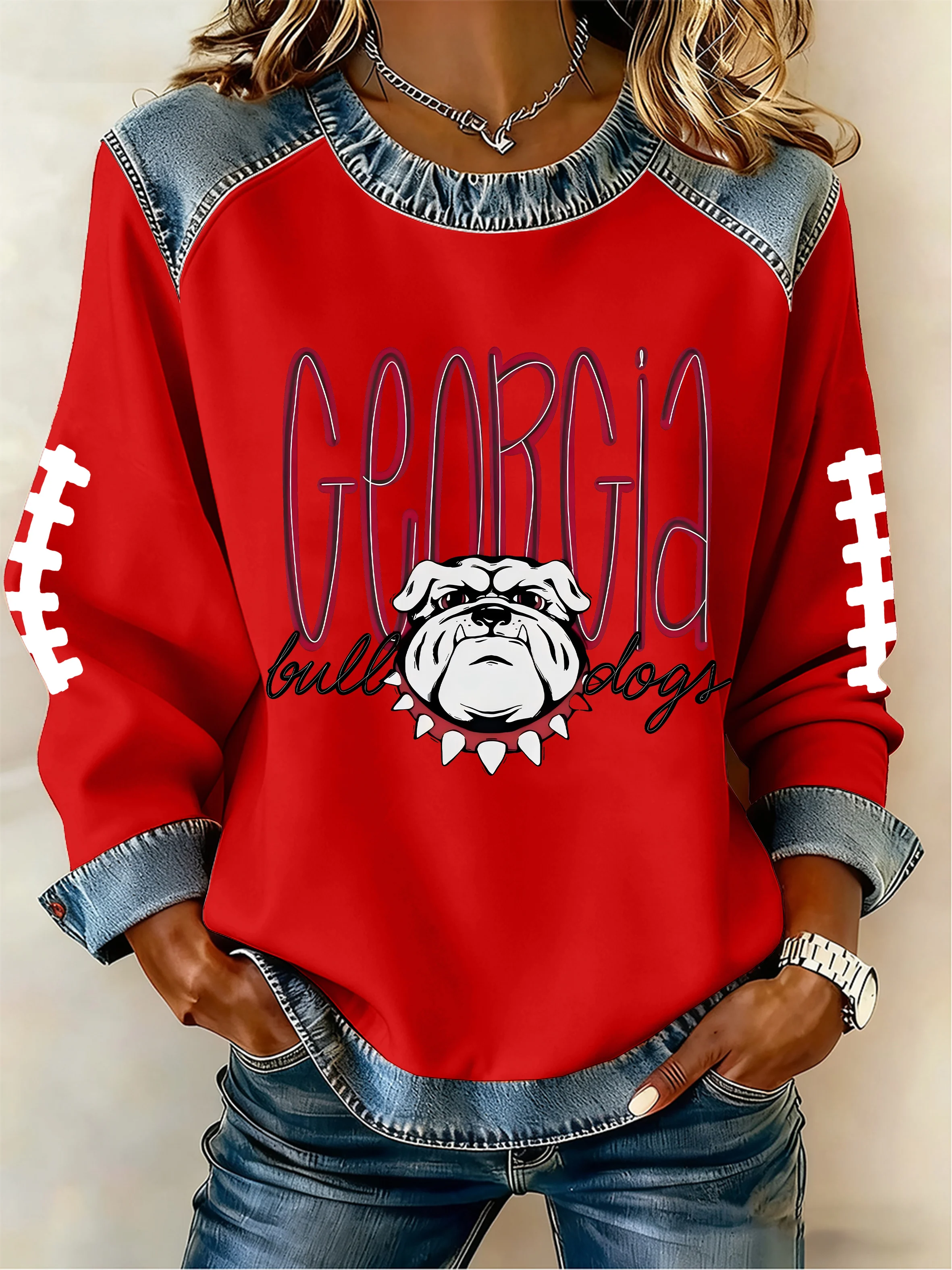 Women's Football Print Sweatshirt