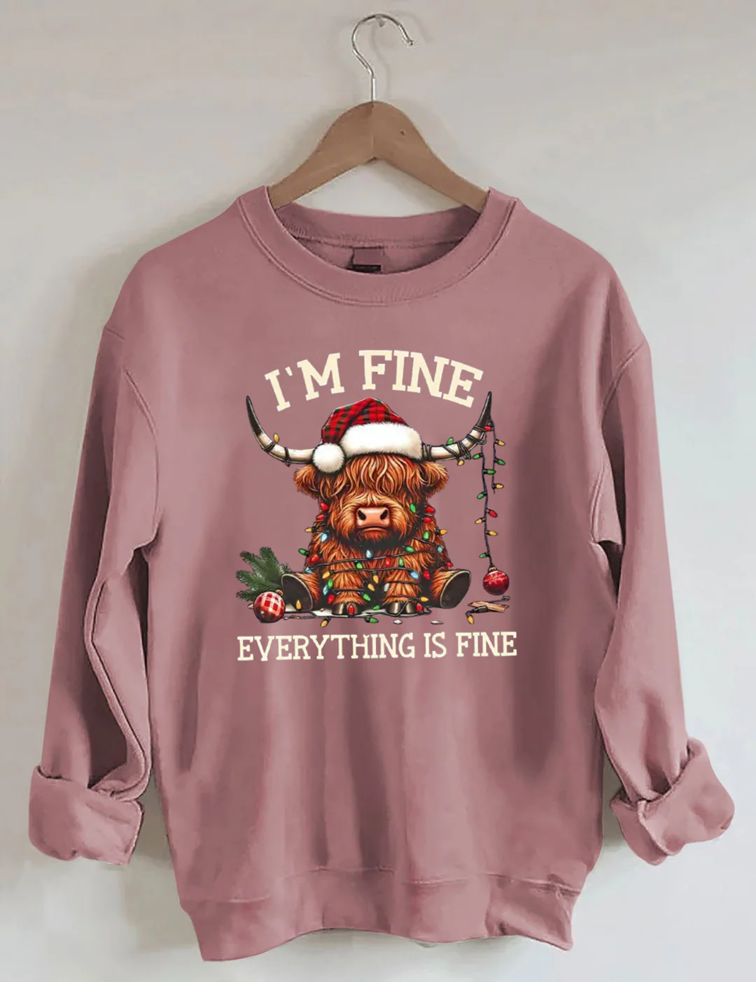 Christmas Lights Cow Sweatshirt