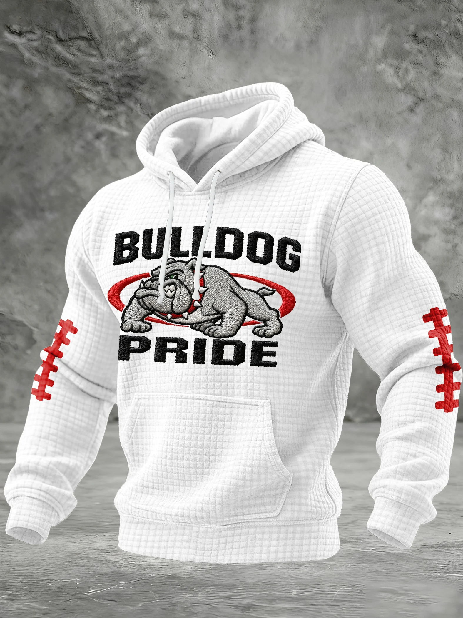 Men's Football Print Checkered Fabric Hooded Sweatshirt