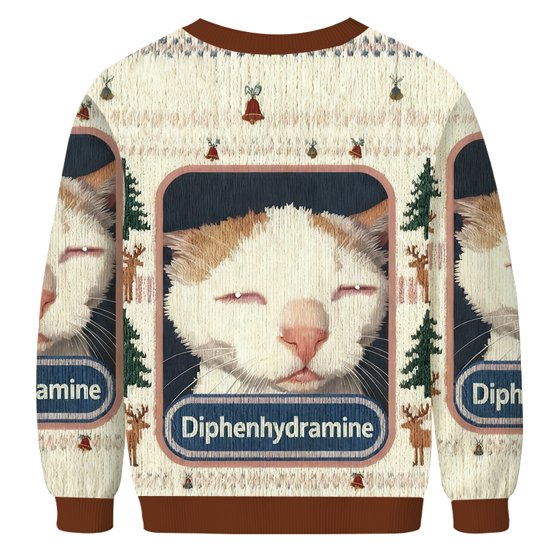 Drowsy Cat Meme Christmas Ugly Sweatshirt