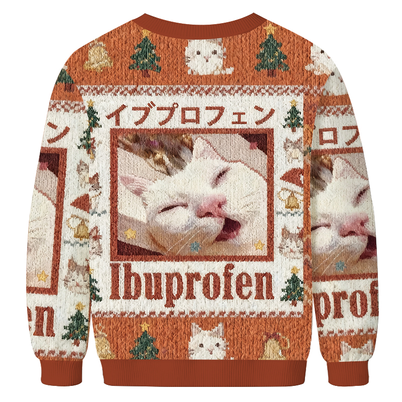 Ibuprofen Meme Cat Christmas Ugly Sweatshirt