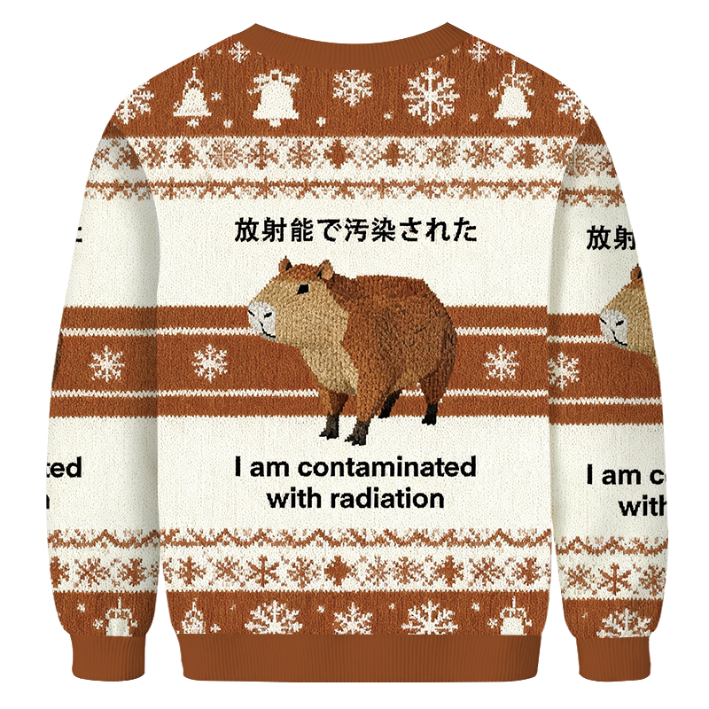 Brown Capybara Contaminated By Radiation Christmas Ugly Sweatshirt