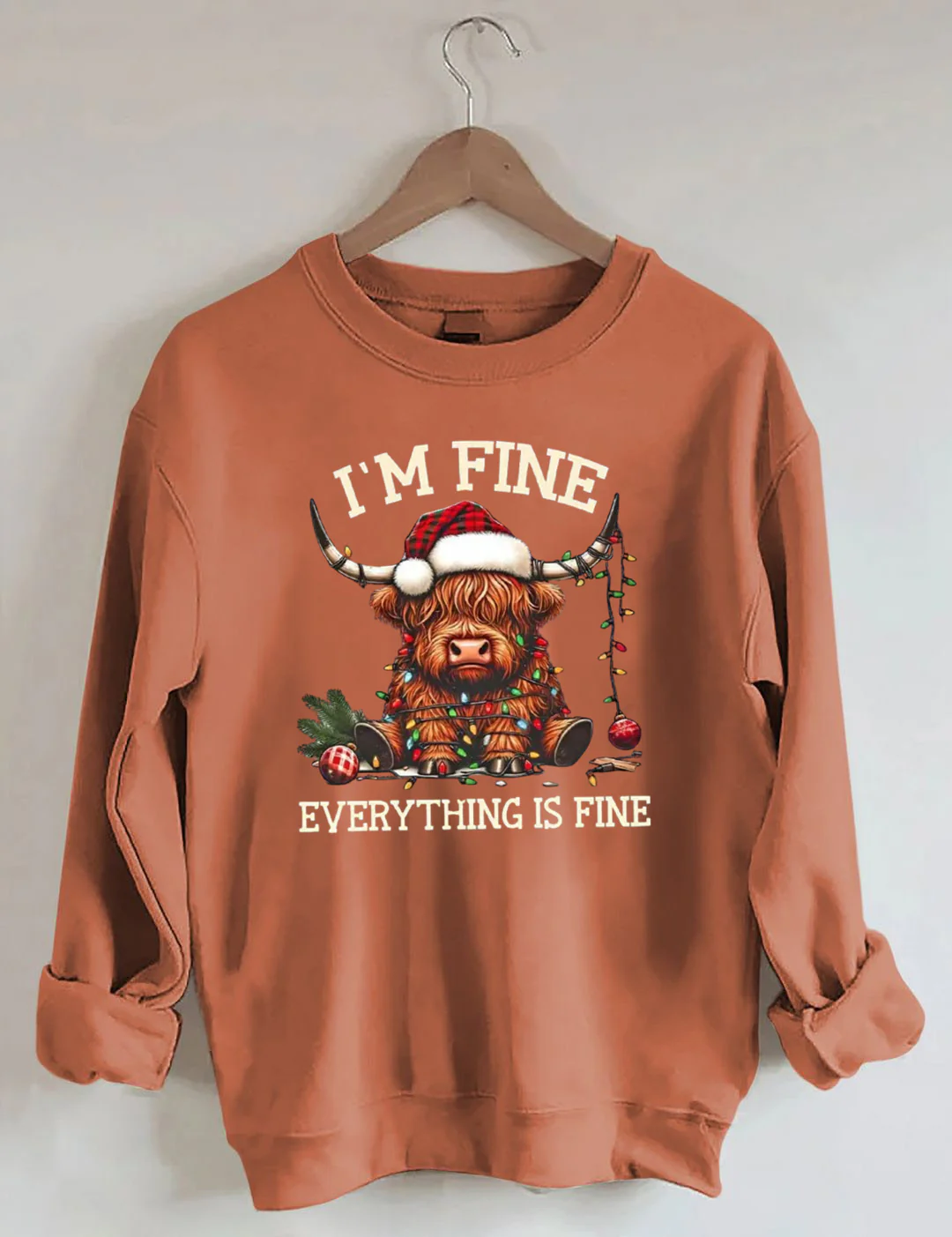 Christmas Lights Cow Sweatshirt