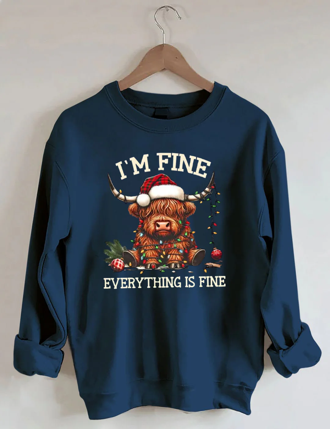 Christmas Lights Cow Sweatshirt