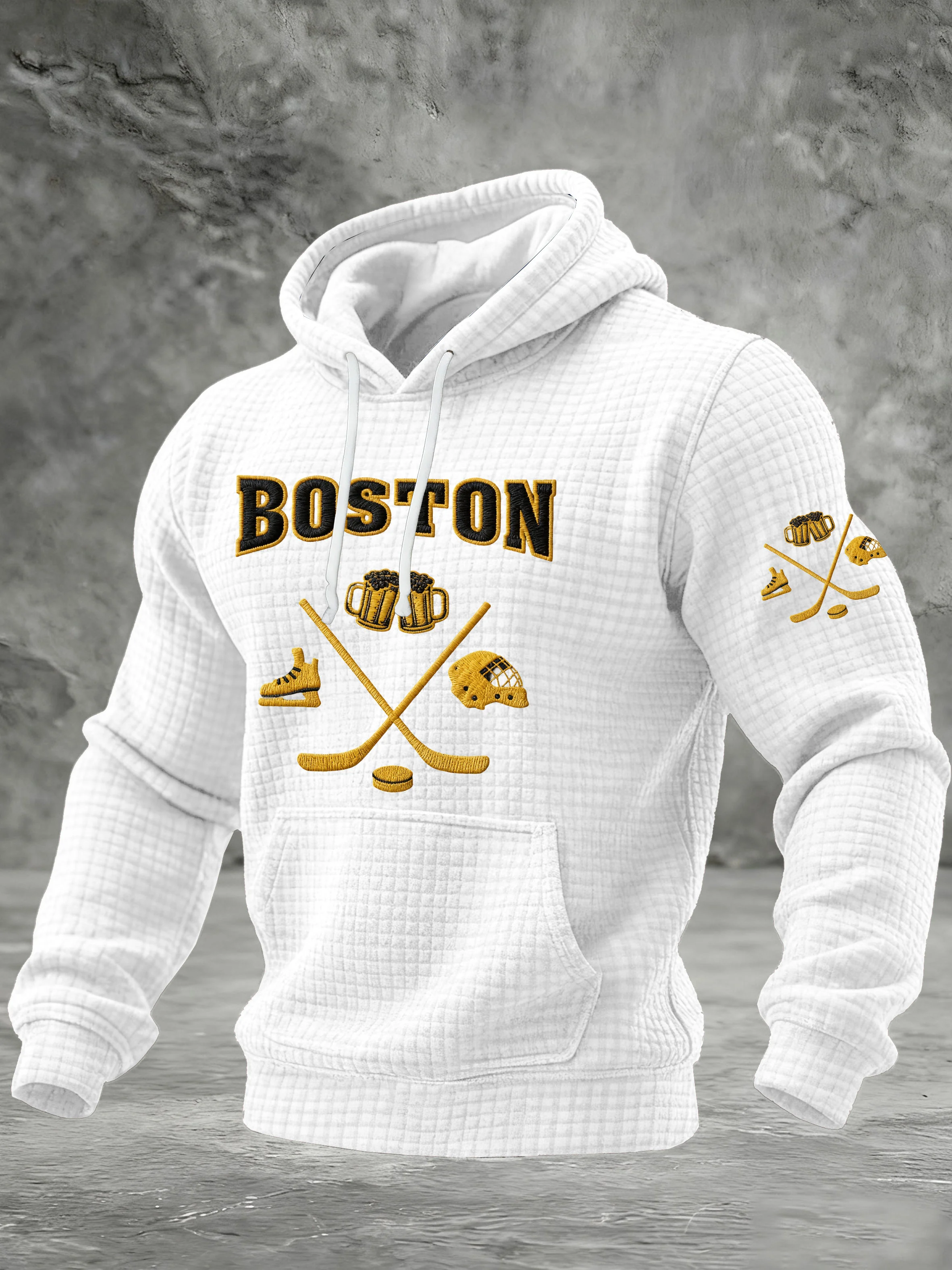 Men's Vintage Hockey Printed Casual Hoodie