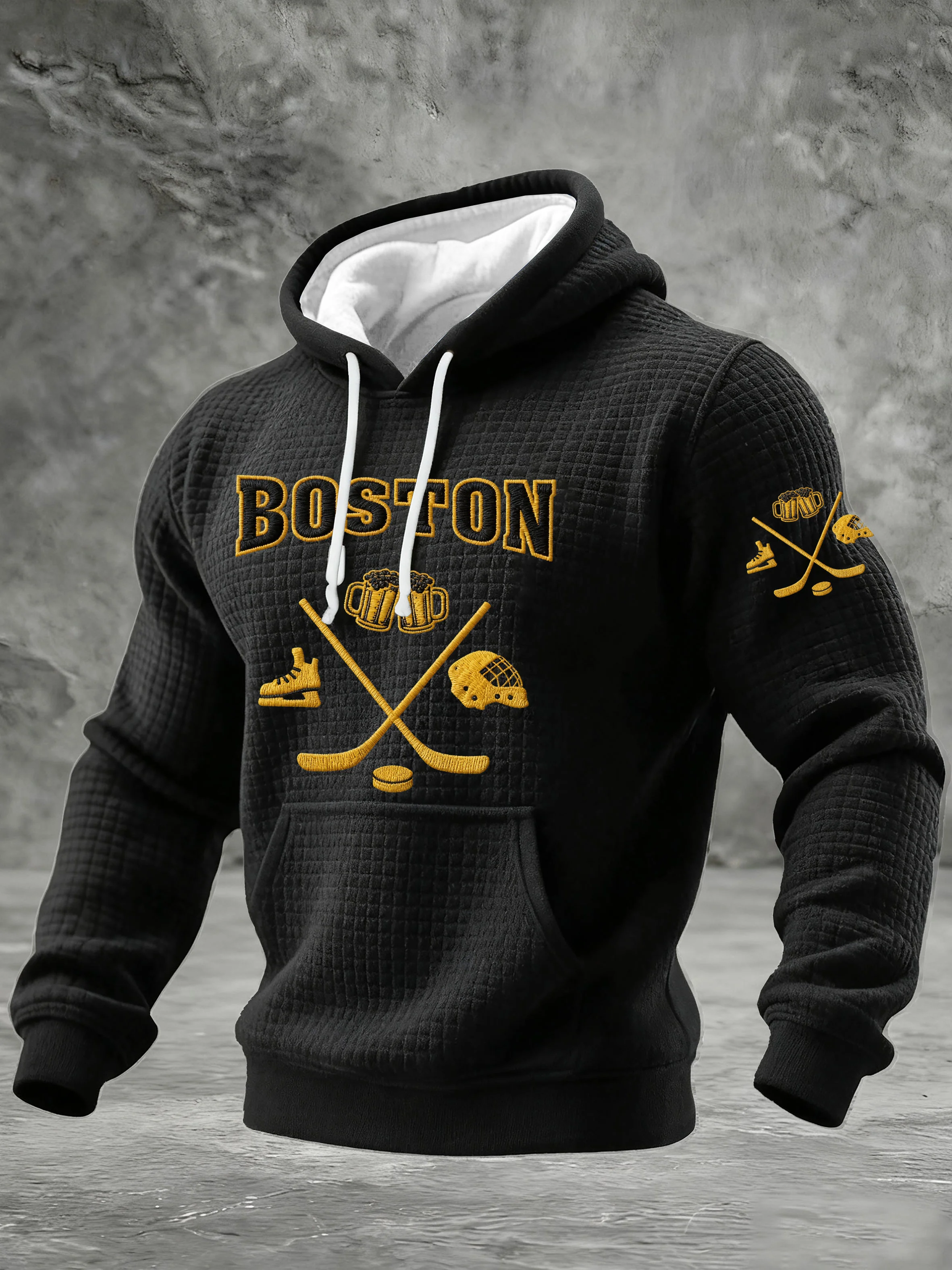 Men's Vintage Hockey Printed Casual Hoodie